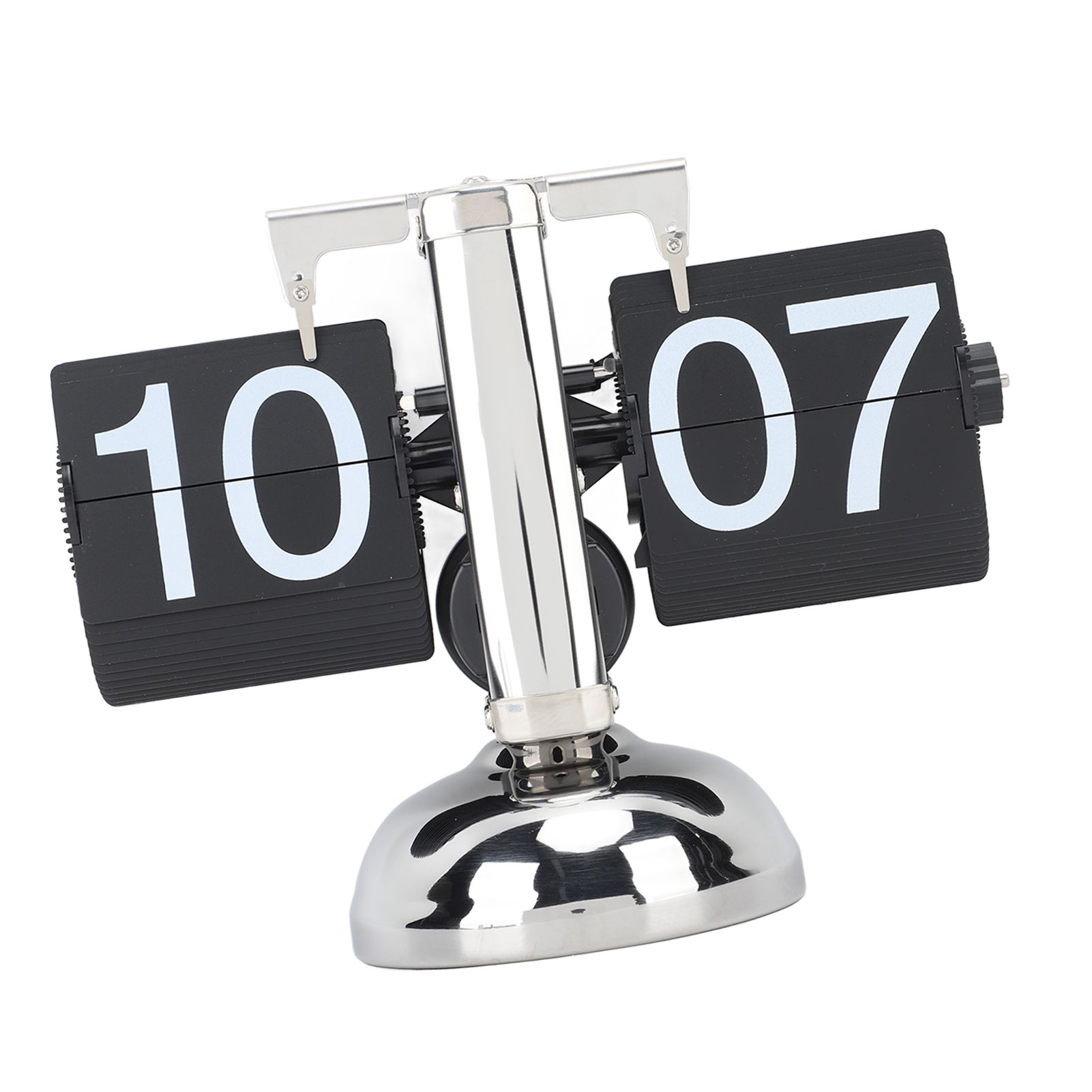 Flip Clock Large Number Battery Powered 304 Stainless Steel Tabletop Retro Flip Clock for Home Office 24 Hours Black Page - Image 2