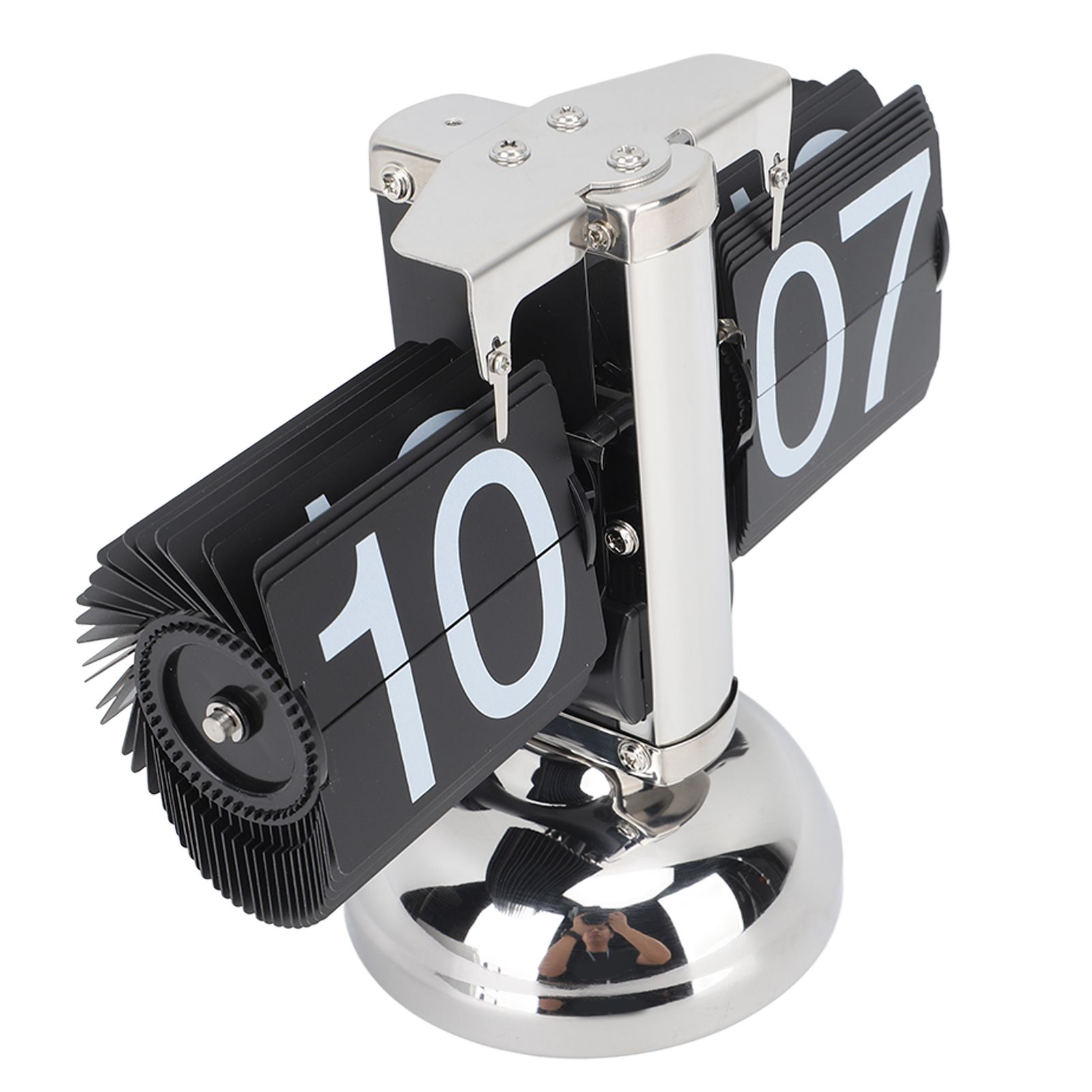Flip Clock Large Number Battery Powered 304 Stainless Steel Tabletop Retro Flip Clock for Home Office 24 Hours Black Page - Image 4