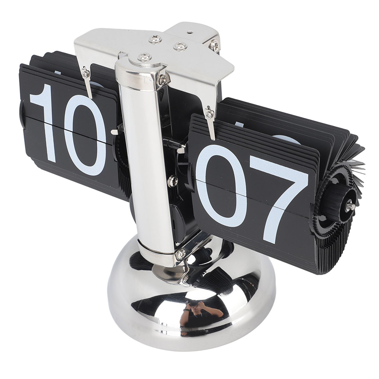 Flip Clock Large Number Battery Powered 304 Stainless Steel Tabletop Retro Flip Clock for Home Office 24 Hours Black Page - Image 5