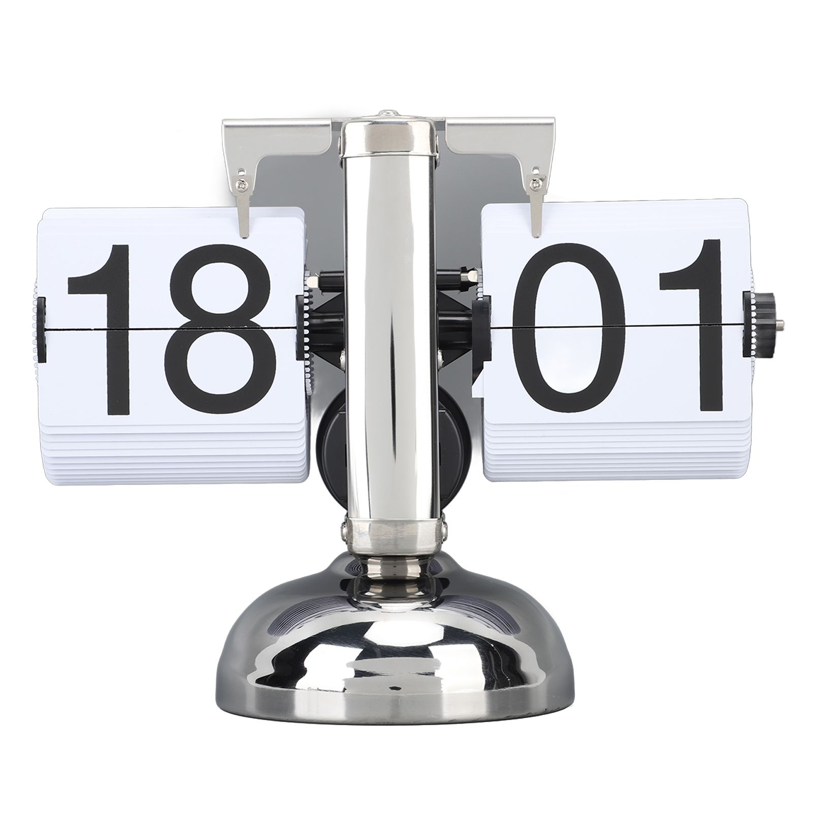 Flip Clock Large Number Battery Powered 304 Stainless Steel Tabletop Retro Flip Clock for Home Office 24 Hours White Page - Image 1