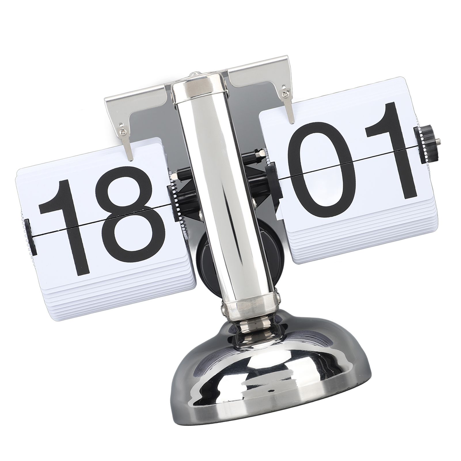 Flip Clock Large Number Battery Powered 304 Stainless Steel Tabletop Retro Flip Clock for Home Office 24 Hours White Page - Image 2