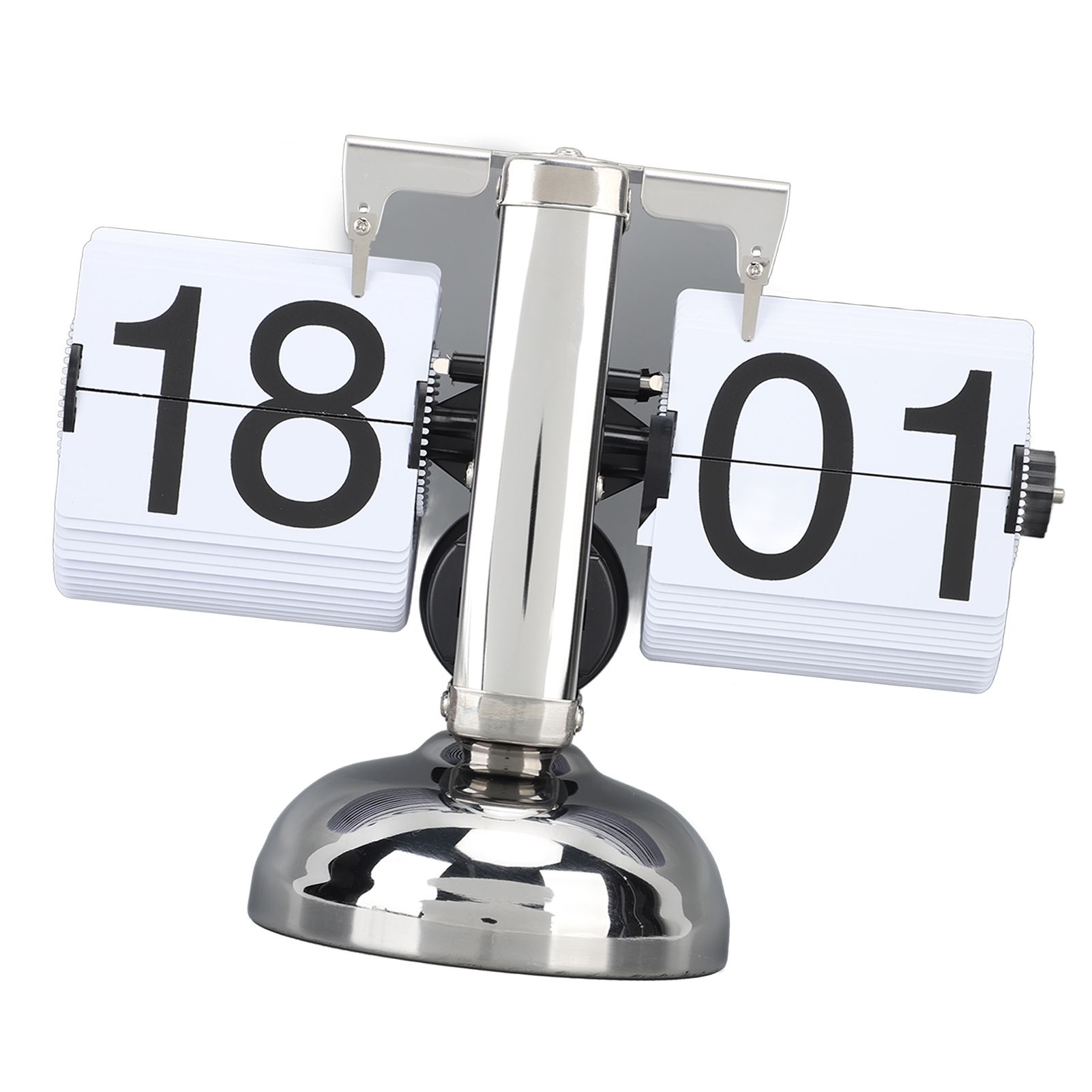 Flip Clock Large Number Battery Powered 304 Stainless Steel Tabletop Retro Flip Clock for Home Office 24 Hours White Page - Image 3
