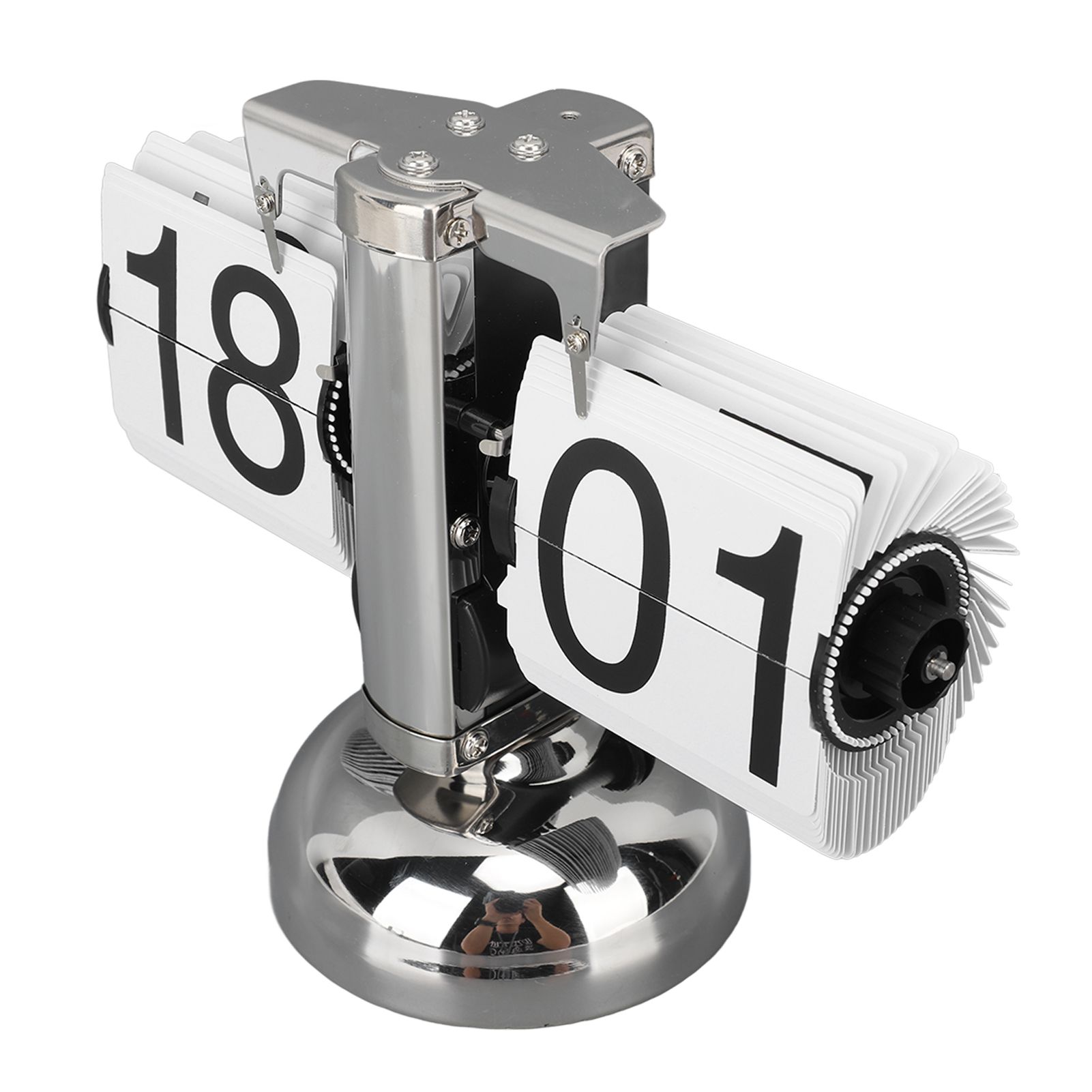 Flip Clock Large Number Battery Powered 304 Stainless Steel Tabletop Retro Flip Clock for Home Office 24 Hours White Page - Image 5