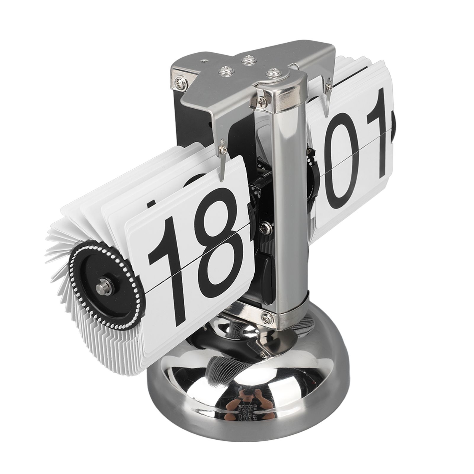 Flip Clock Large Number Battery Powered 304 Stainless Steel Tabletop Retro Flip Clock for Home Office 24 Hours White Page - Image 6