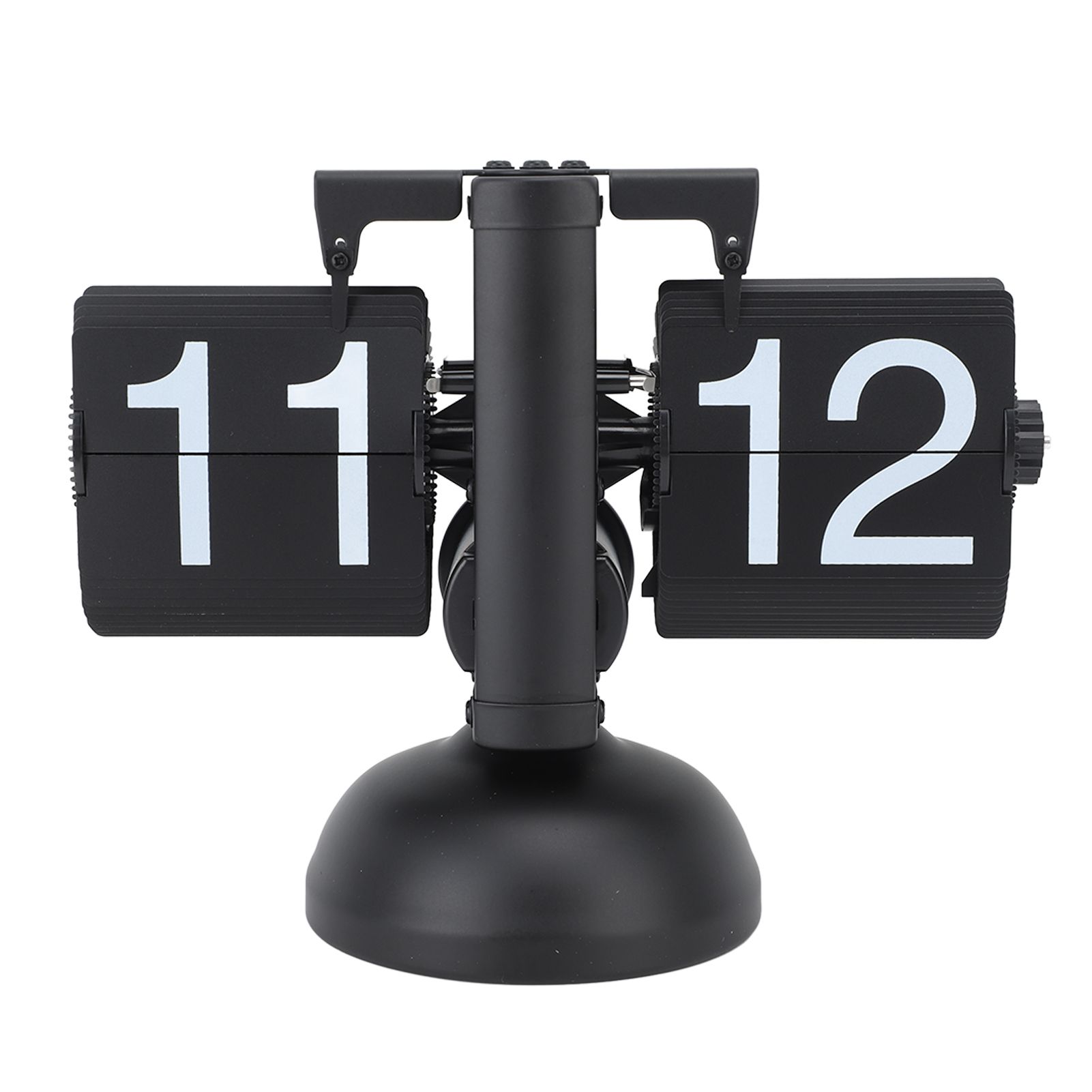 Flip Clock Large Number Battery Powered 304 Stainless Steel Tabletop Retro Flip Clock for Home Office 24 Hours All Black - Image 1