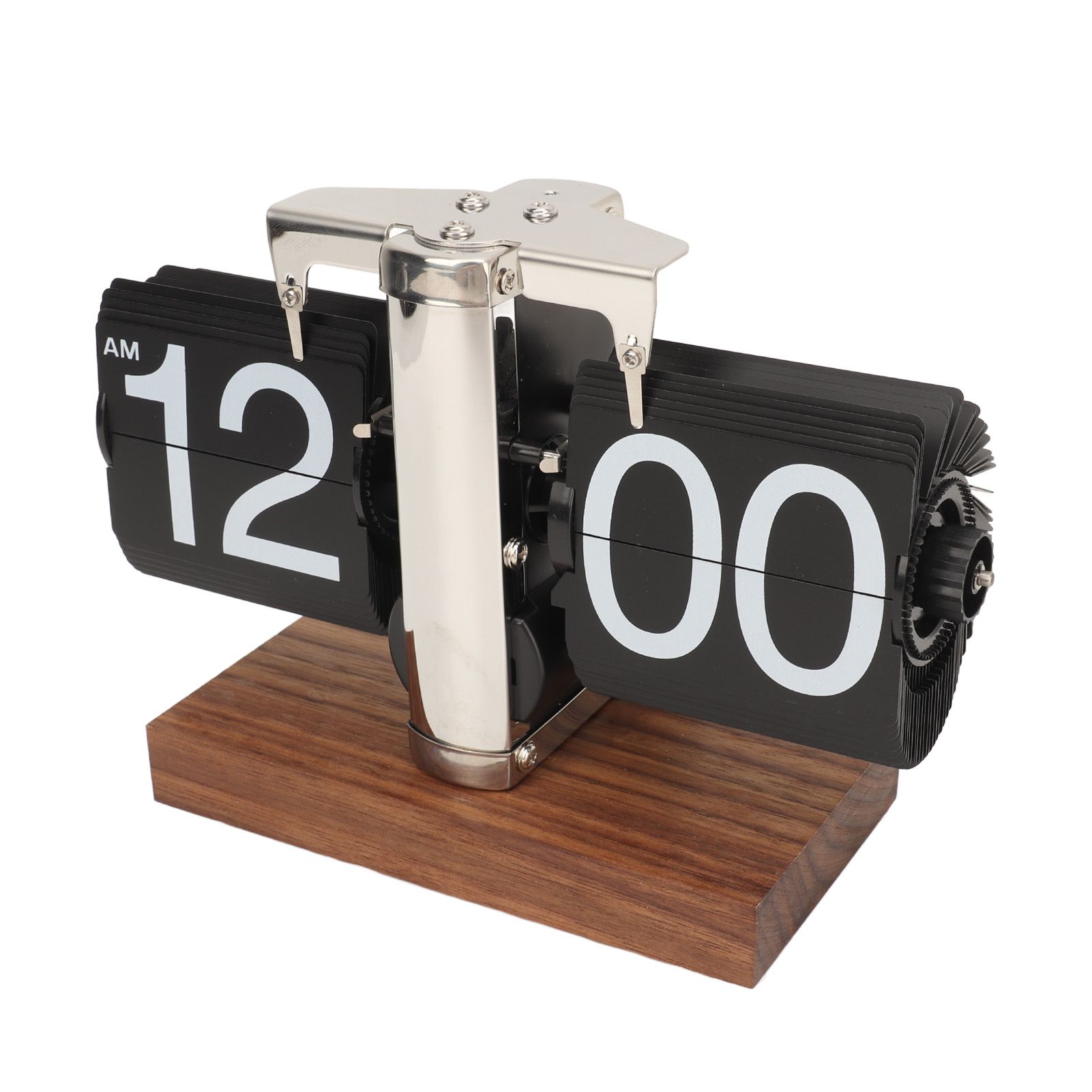 Digital Flip Down Clock Retro Automatic Turning Battery Operated Mechanical Clock for Home Room Office Decoration Stainless Steel Black - Image 2