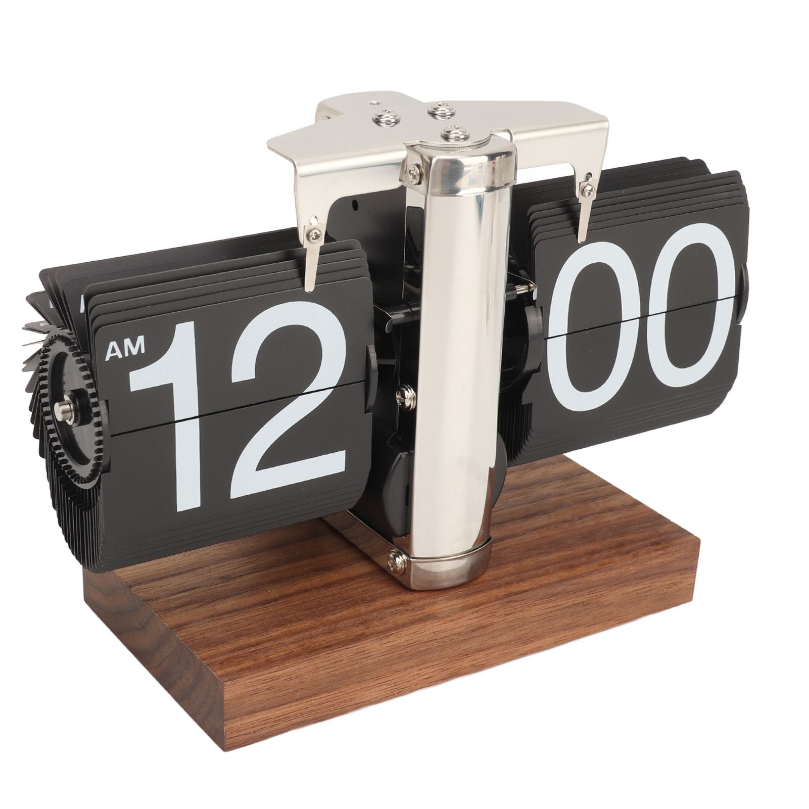 Digital Flip Down Clock Retro Automatic Turning Battery Operated Mechanical Clock for Home Room Office Decoration Stainless Steel Black - Image 3