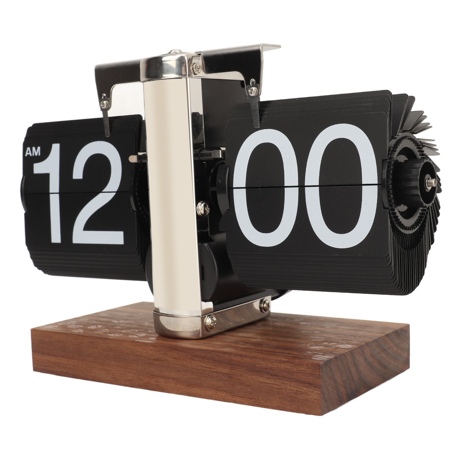 Digital Flip Down Clock Retro Automatic Turning Battery Operated Mechanical Clock for Home Room Office Decoration Stainless Steel Black - Image 4