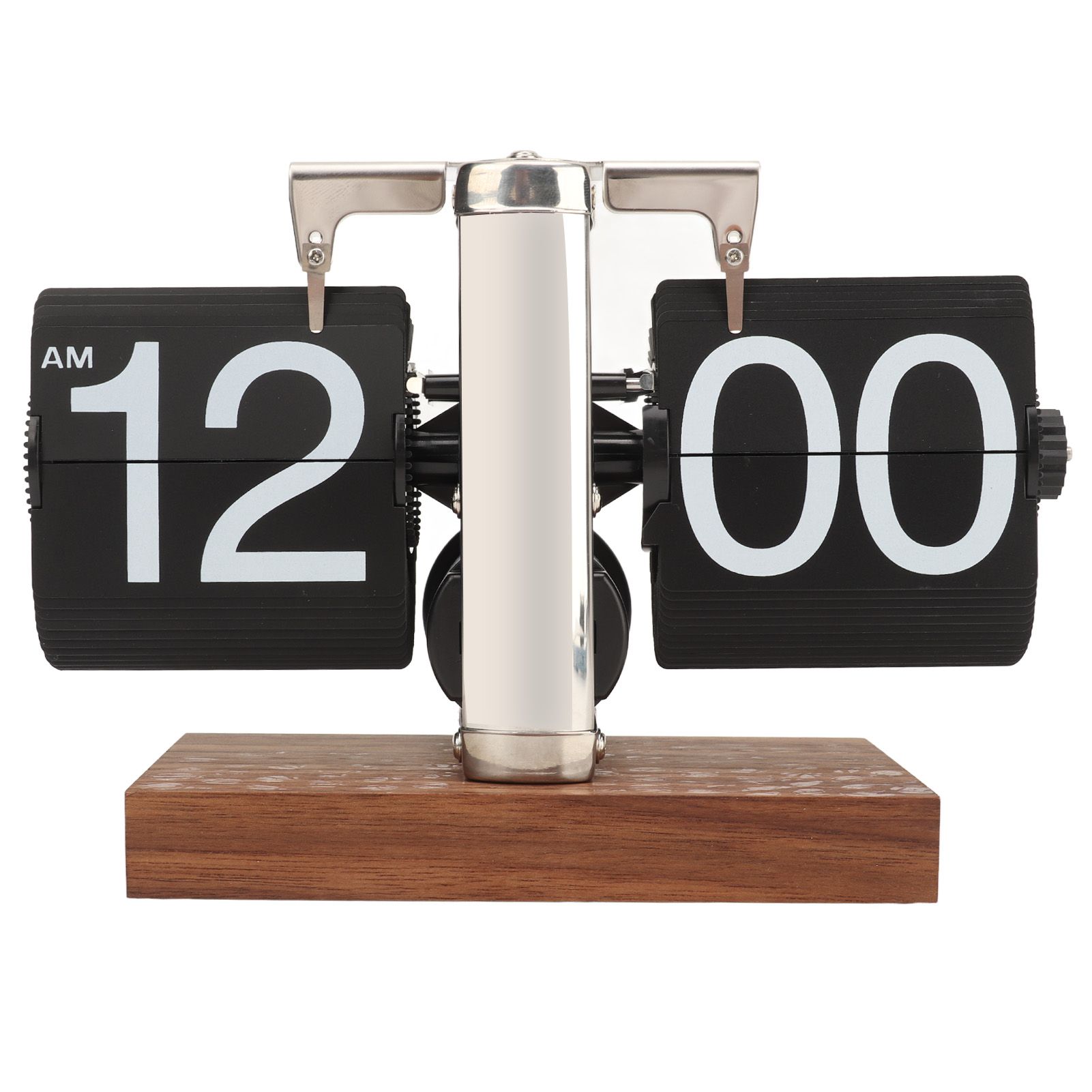 Digital Flip Down Clock Retro Automatic Turning Battery Operated Mechanical Clock for Home Room Office Decoration Stainless Steel Black - Image 5