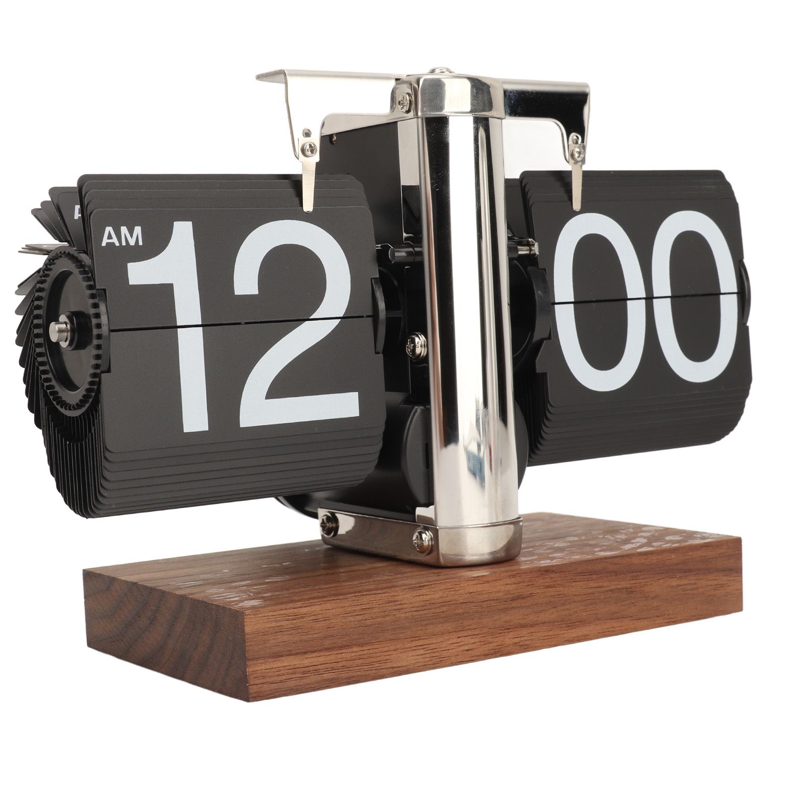 Digital Flip Down Clock Retro Automatic Turning Battery Operated Mechanical Clock for Home Room Office Decoration Stainless Steel Black - Image 6