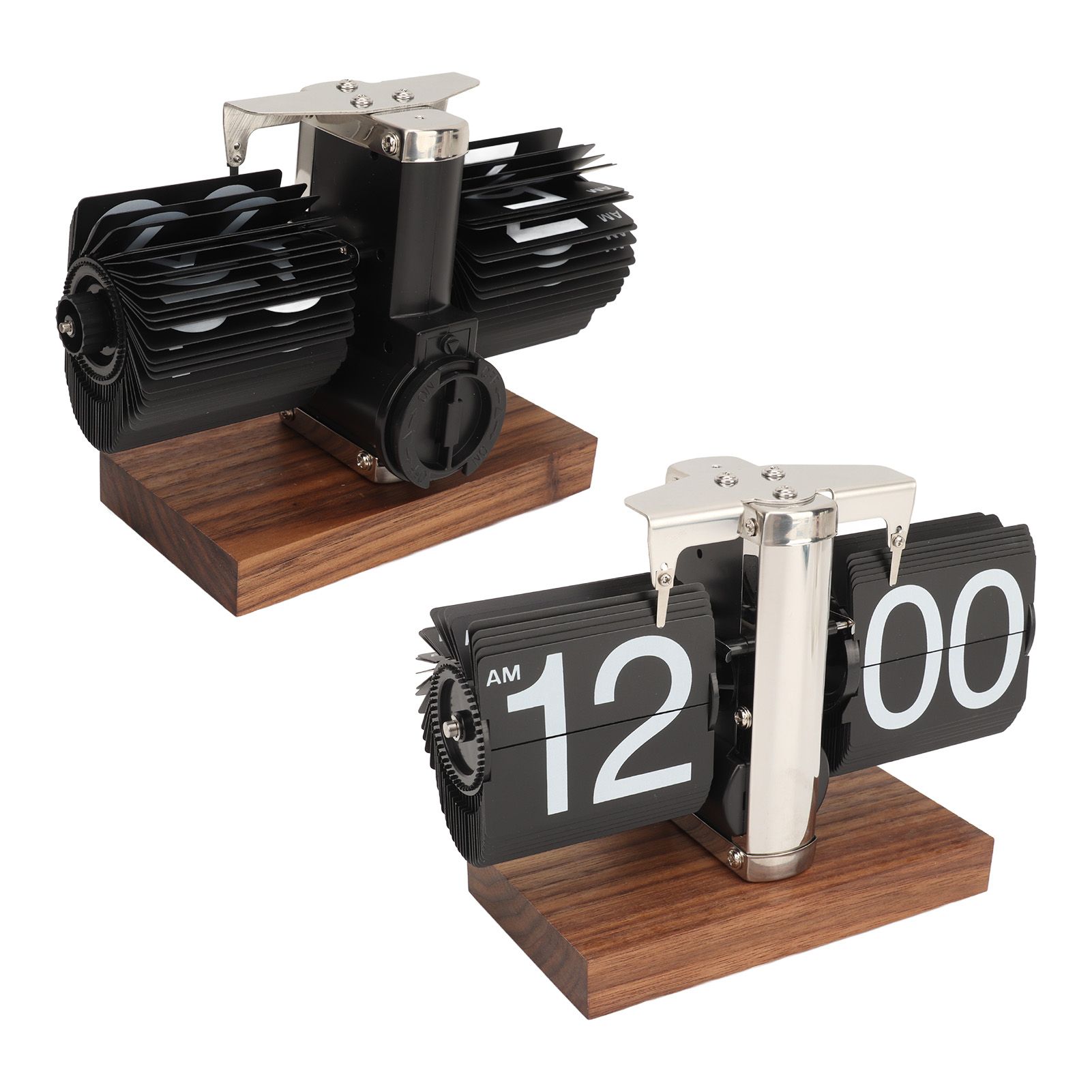 Digital Flip Down Clock Retro Automatic Turning Battery Operated Mechanical Clock for Home Room Office Decoration Stainless Steel Black - Image 8