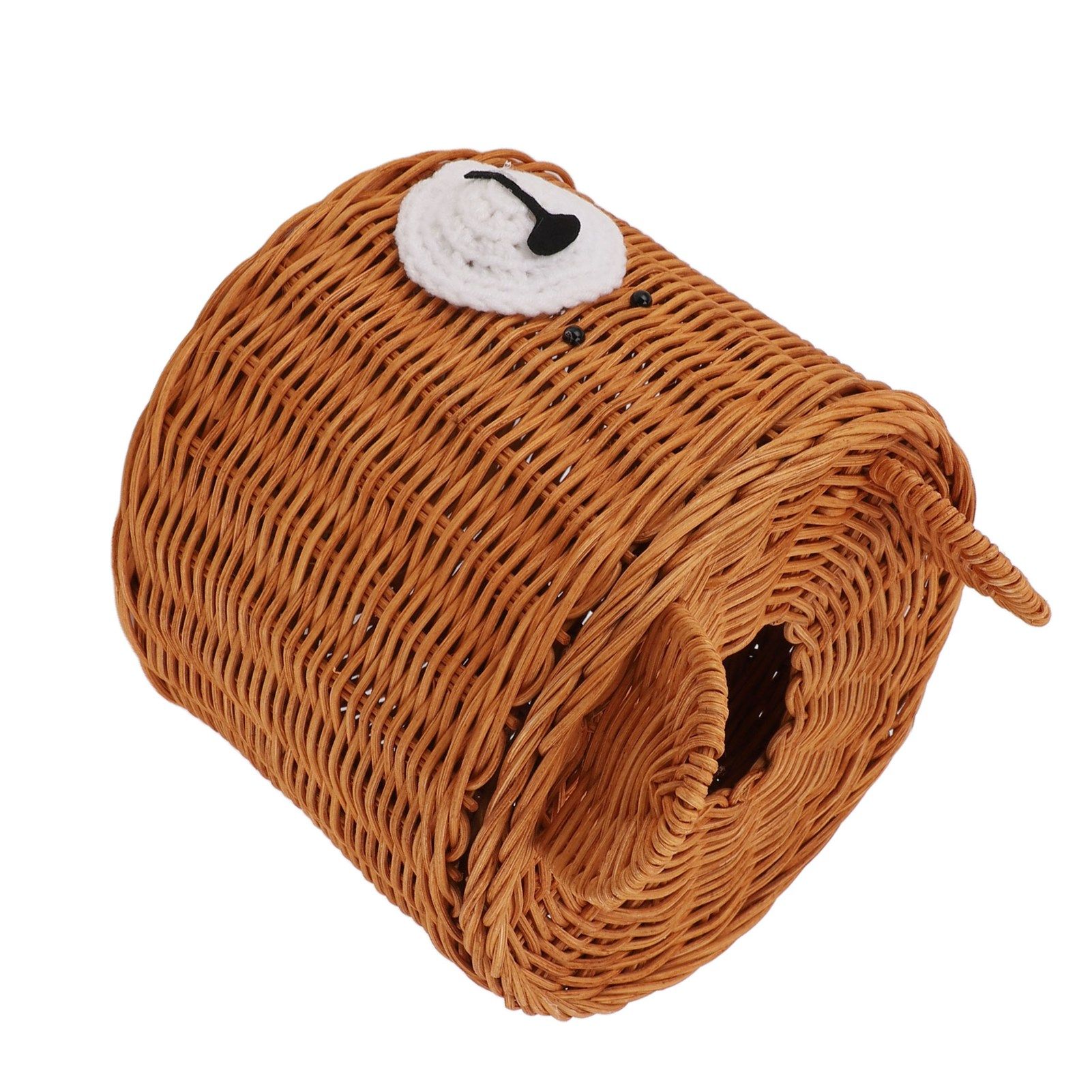 Tissue Box Cover Rattan Cute Bear Brown with Lid Easy Access Round Easy Maintenance Versatile Holder Dispenser for Photo Props - Image 7