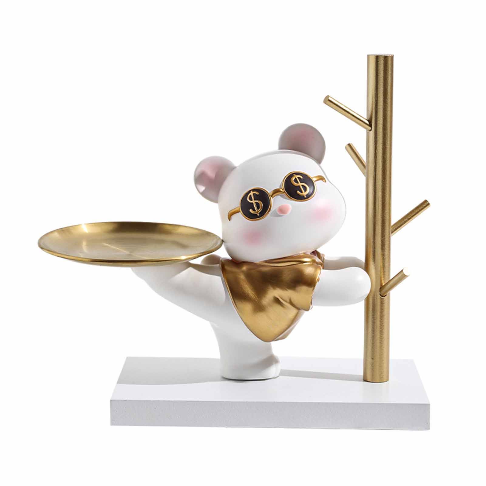 Entryway Key Storage Ornament Cartoon Cute Entryway Key Holder Ornament with Tray for Home Bedroom Alluring Bear 31.5x15x27cm - Image 1