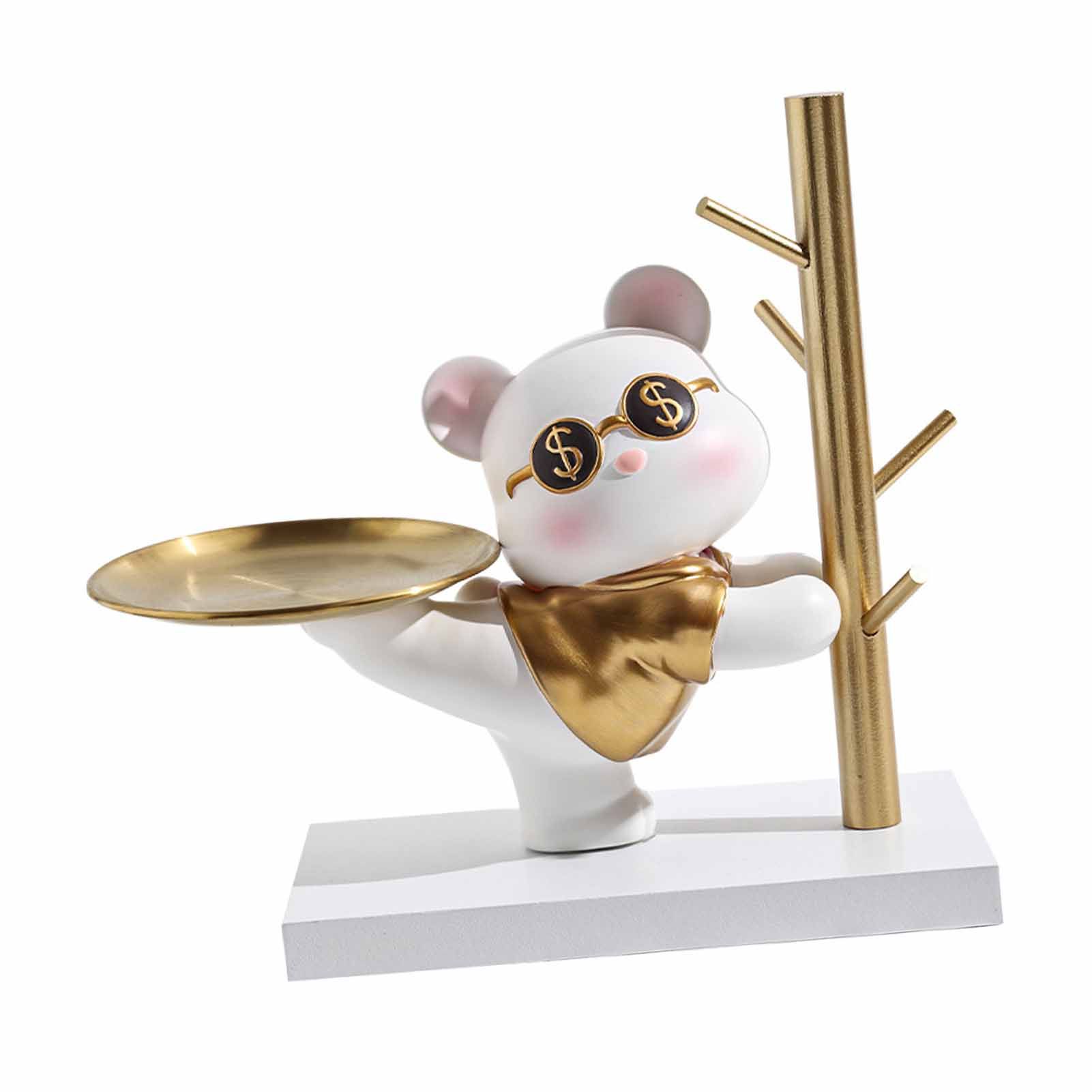 Entryway Key Storage Ornament Cartoon Cute Entryway Key Holder Ornament with Tray for Home Bedroom Alluring Bear 31.5x15x27cm - Image 2