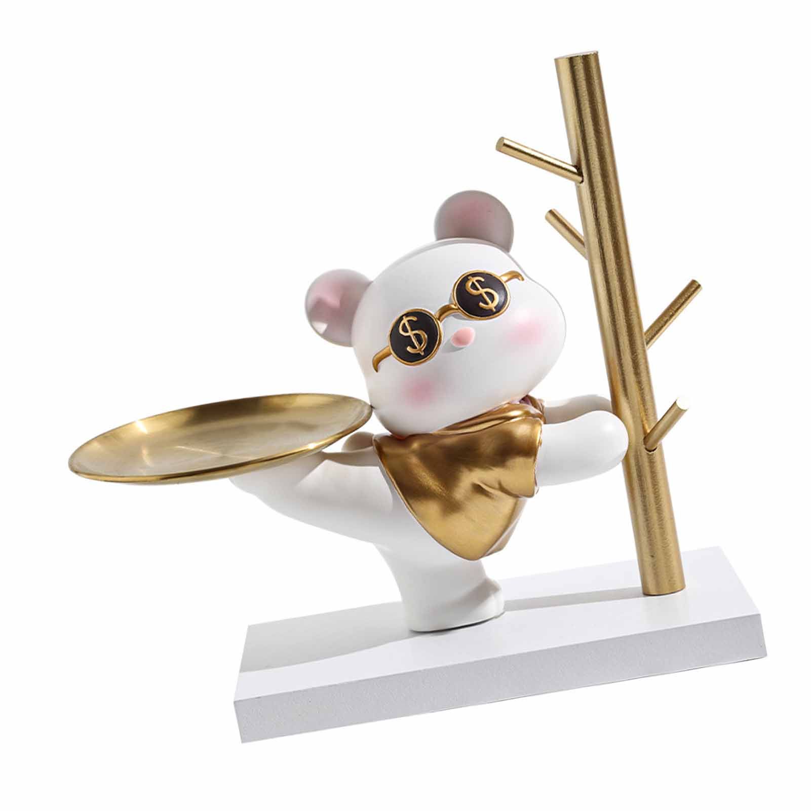Entryway Key Storage Ornament Cartoon Cute Entryway Key Holder Ornament with Tray for Home Bedroom Alluring Bear 31.5x15x27cm - Image 3