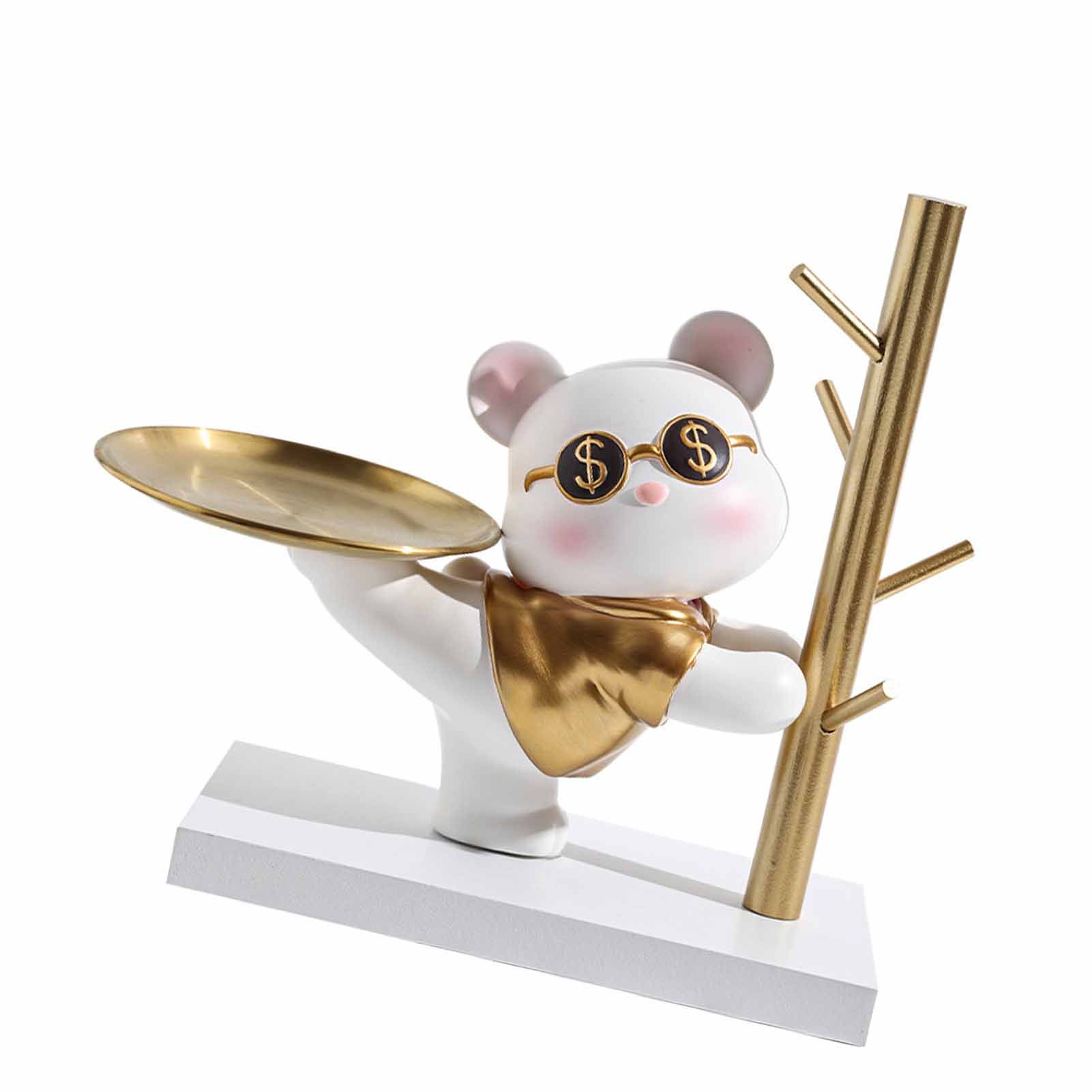 Entryway Key Storage Ornament Cartoon Cute Entryway Key Holder Ornament with Tray for Home Bedroom Alluring Bear 31.5x15x27cm - Image 4