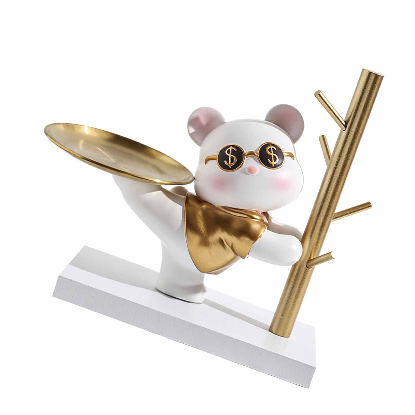 Entryway Key Storage Ornament Cartoon Cute Entryway Key Holder Ornament with Tray for Home Bedroom Alluring Bear 31.5x15x27cm - Image 5