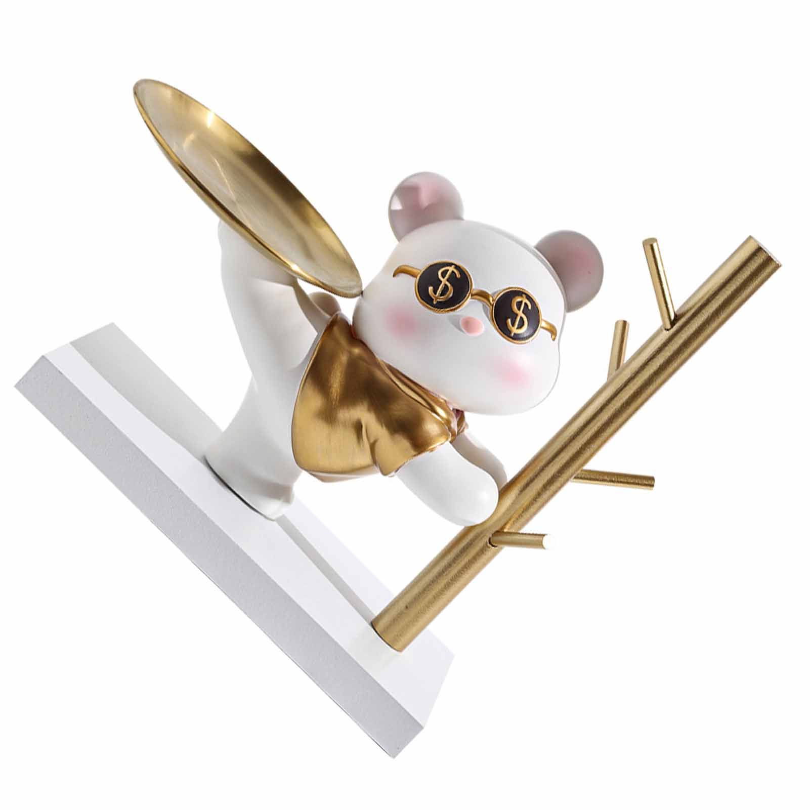Entryway Key Storage Ornament Cartoon Cute Entryway Key Holder Ornament with Tray for Home Bedroom Alluring Bear 31.5x15x27cm - Image 6