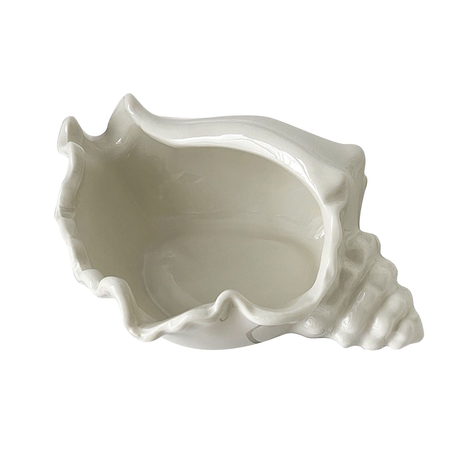 White Ceramic Conch Shell Conch Shape Ceramic Jewelry Tray Ocean Style Earrings Necklace Storage Dish Decorative Key Bowl - Image 1