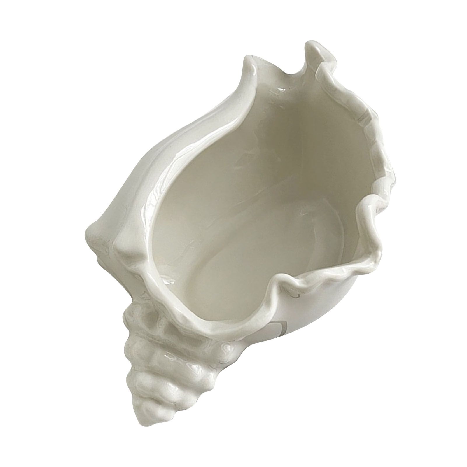 White Ceramic Conch Shell Conch Shape Ceramic Jewelry Tray Ocean Style Earrings Necklace Storage Dish Decorative Key Bowl - Image 2