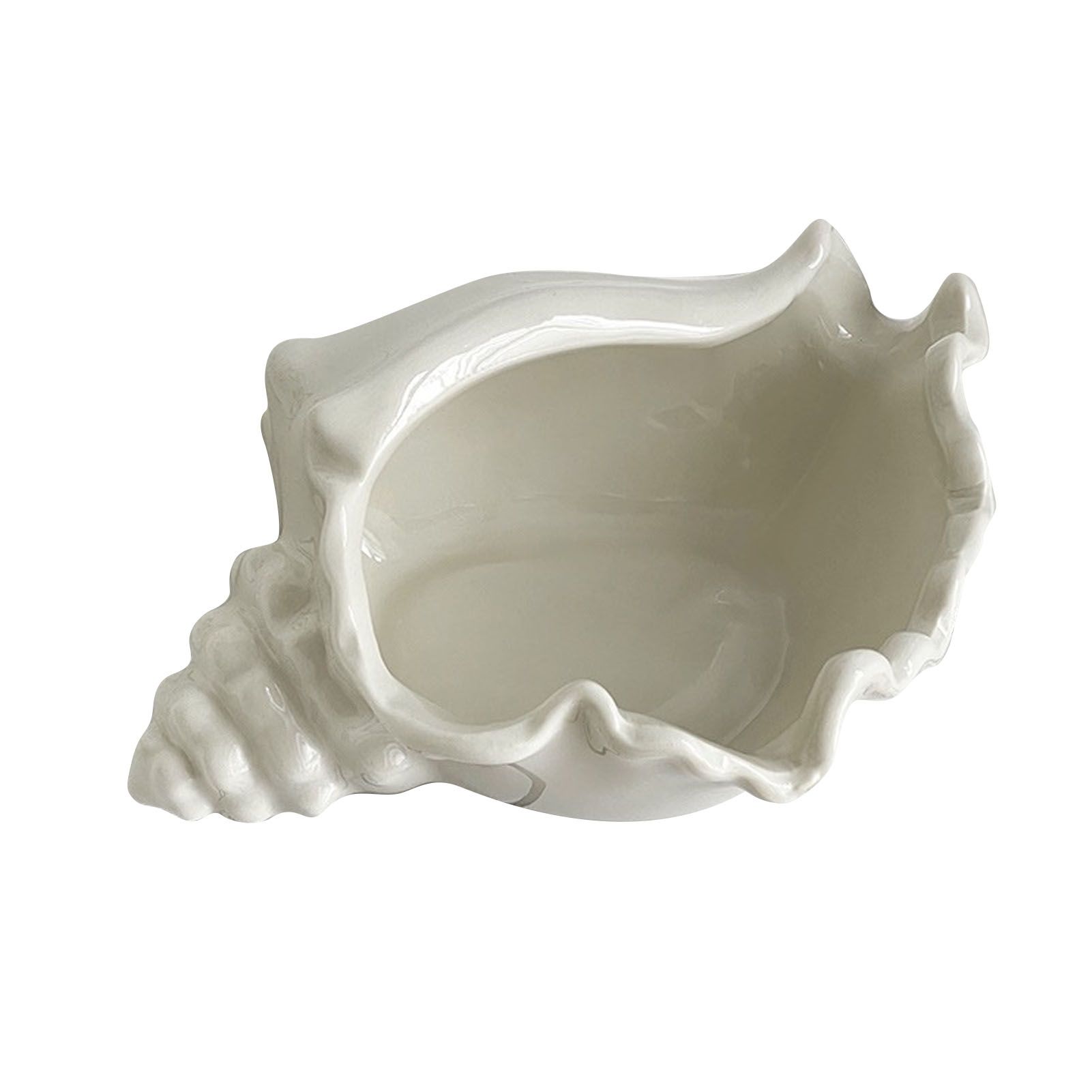 White Ceramic Conch Shell Conch Shape Ceramic Jewelry Tray Ocean Style Earrings Necklace Storage Dish Decorative Key Bowl - Image 3