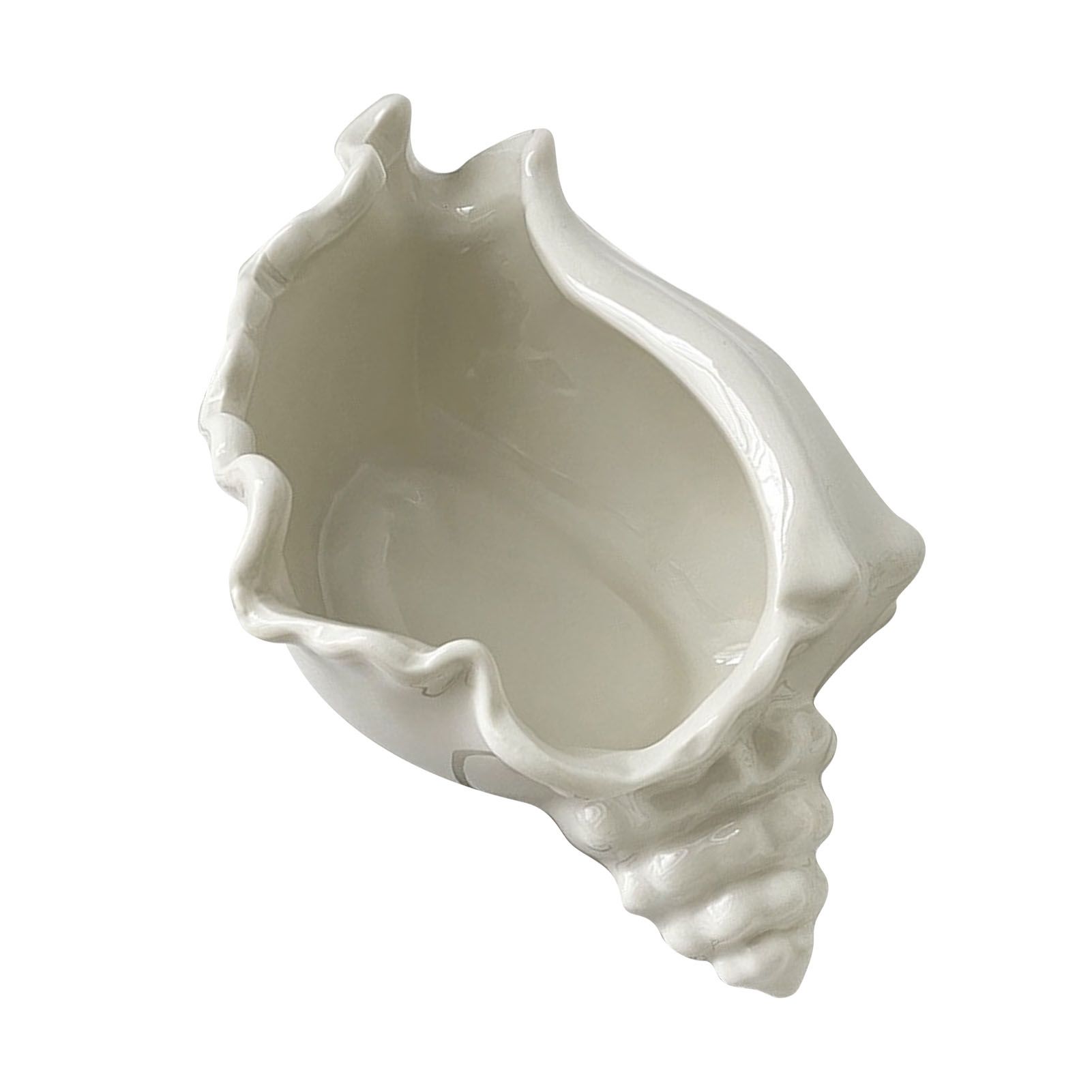 White Ceramic Conch Shell Conch Shape Ceramic Jewelry Tray Ocean Style Earrings Necklace Storage Dish Decorative Key Bowl - Image 4