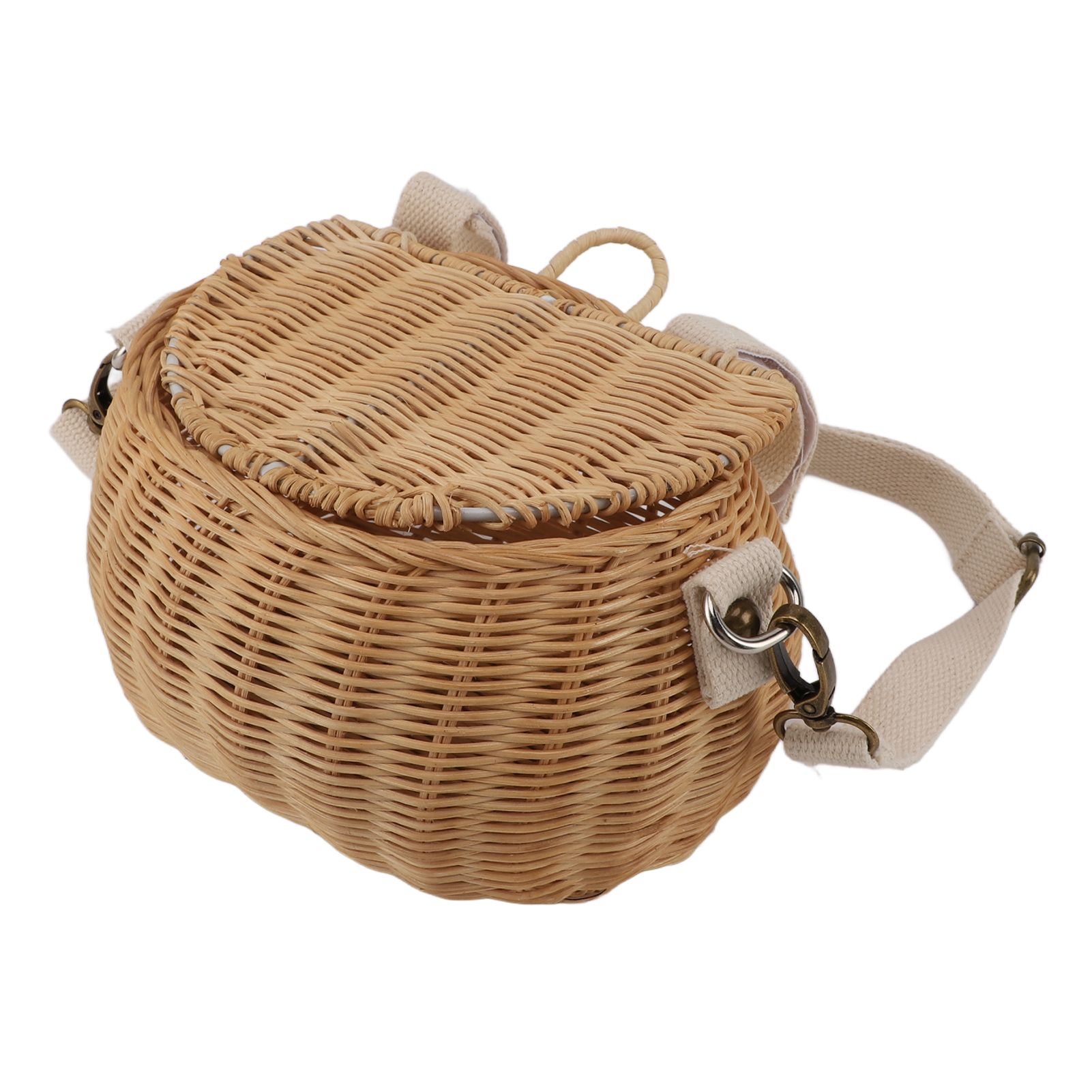Kids Bike Basket Simple Lid Design Adjustable Strap Light Sturdy Kids Rattan Basket for Cycling School Travel - Image 2