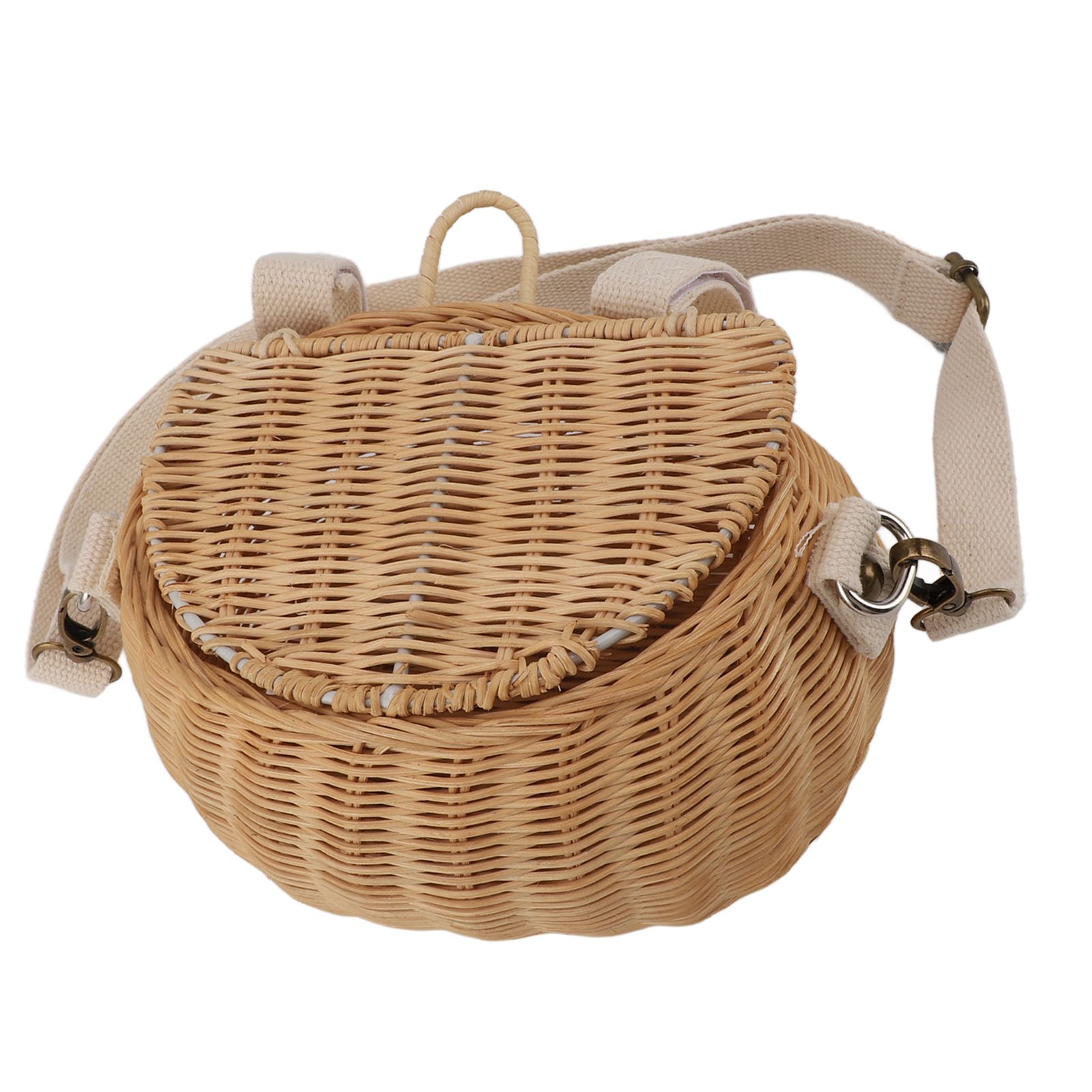 Kids Bike Basket Simple Lid Design Adjustable Strap Light Sturdy Kids Rattan Basket for Cycling School Travel - Image 3