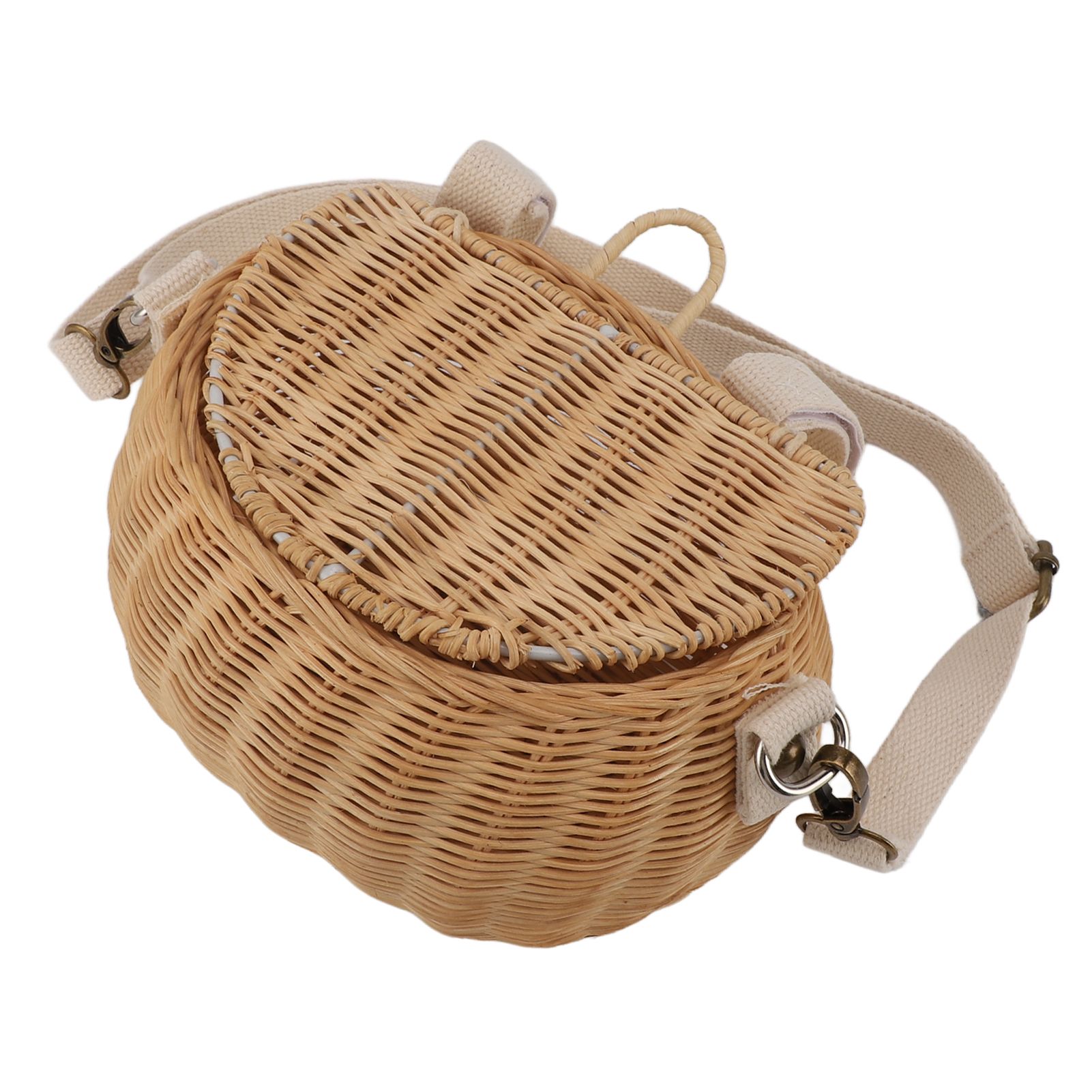 Kids Bike Basket Simple Lid Design Adjustable Strap Light Sturdy Kids Rattan Basket for Cycling School Travel - Image 4
