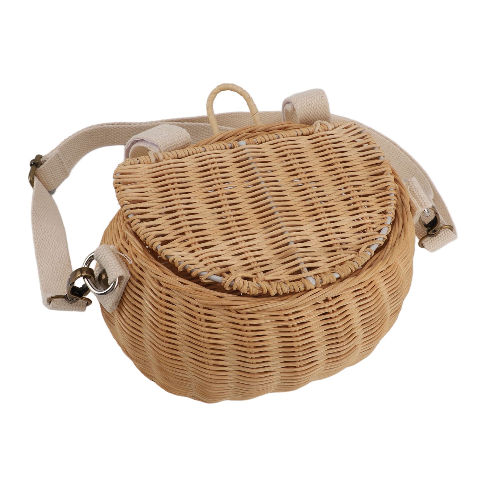 Kids Bike Basket Simple Lid Design Adjustable Strap Light Sturdy Kids Rattan Basket for Cycling School Travel - Image 5
