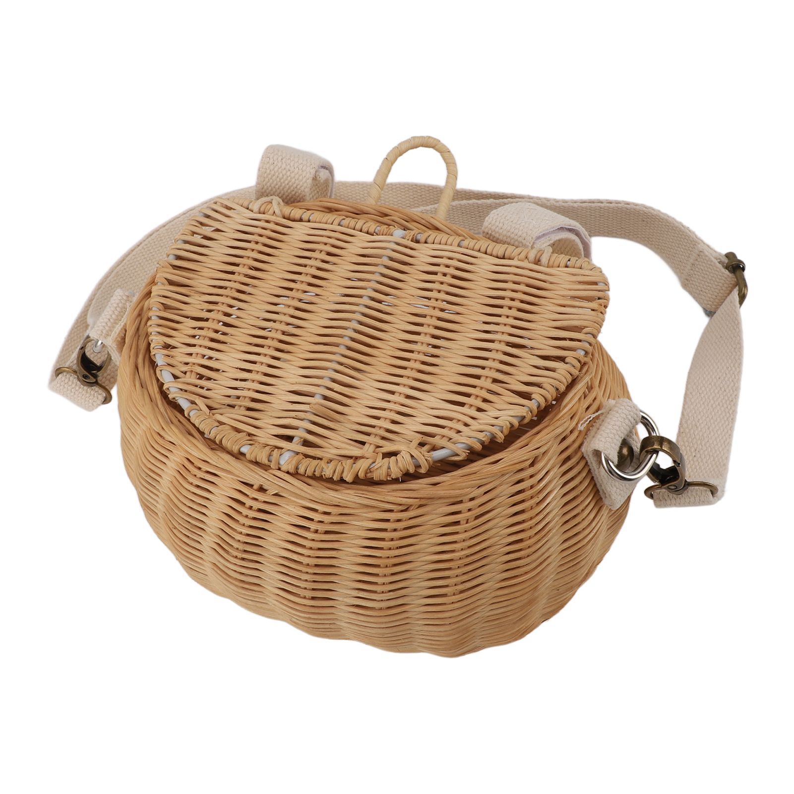 Kids Bike Basket Simple Lid Design Adjustable Strap Light Sturdy Kids Rattan Basket for Cycling School Travel - Image 6