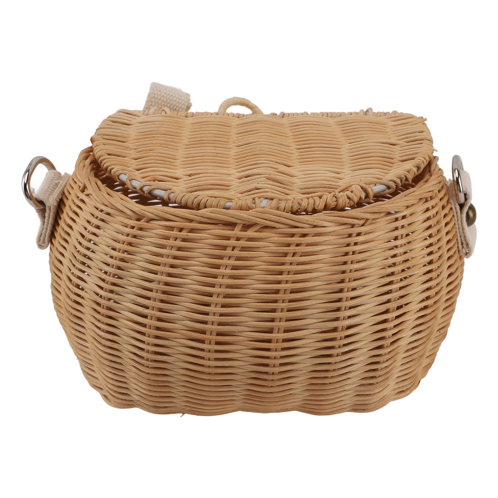 Kids Bike Basket Simple Lid Design Adjustable Strap Light Sturdy Kids Rattan Basket for Cycling School Travel - Image 8