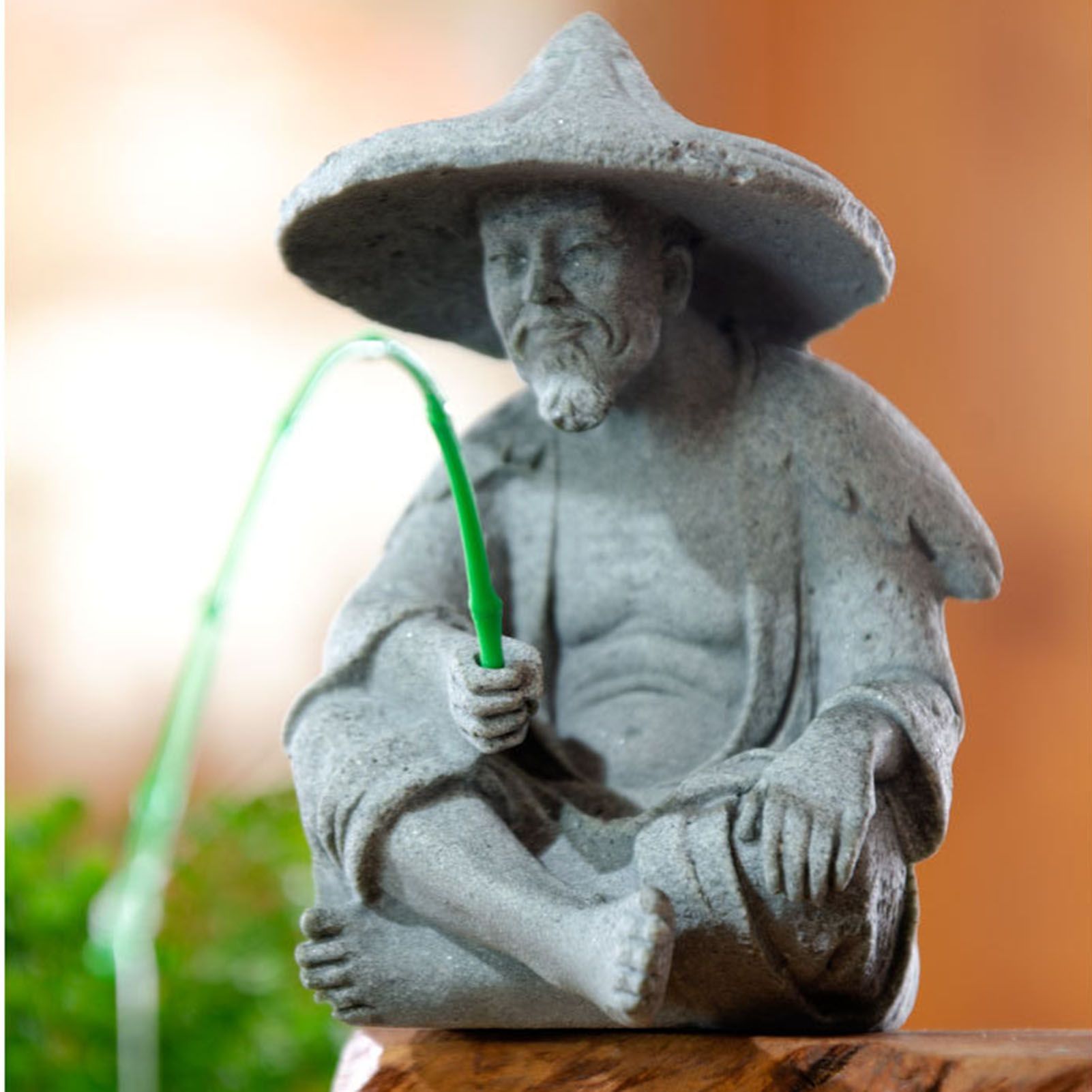 Fisherman Ornament Resin Unique Light Gray Old Man Fishing Statues for Rock Garden Ecological Fish Tank Micro Landscape - Image 6