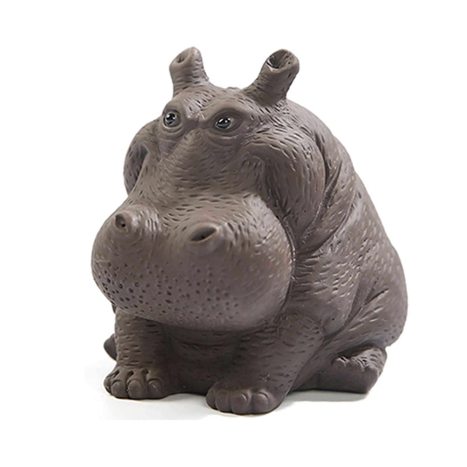 Hippo Figurine Purple Clay Ceramic Tea Pet Sculpture Hippo Statue Desktop Ornament for Tea Set Accessories Home Tea Tray Decor - Image 1