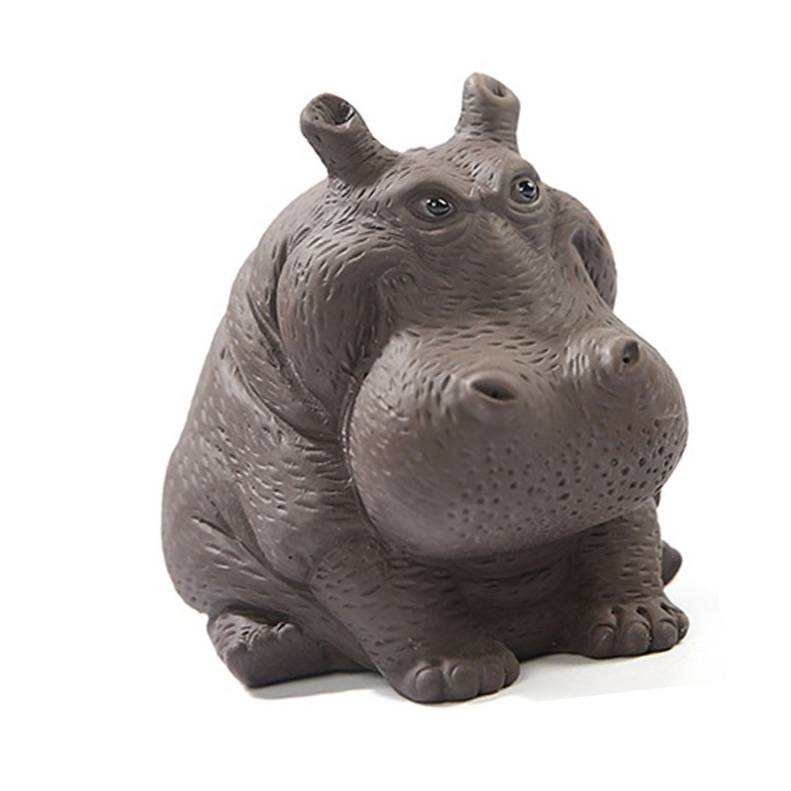 Hippo Figurine Purple Clay Ceramic Tea Pet Sculpture Hippo Statue Desktop Ornament for Tea Set Accessories Home Tea Tray Decor - Image 2