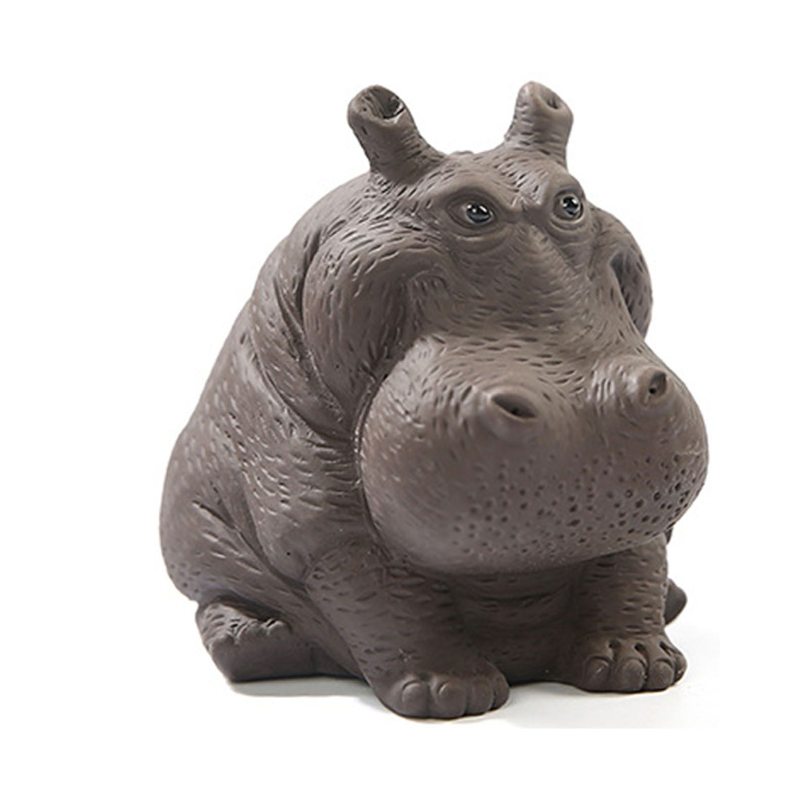 Hippo Figurine Purple Clay Ceramic Tea Pet Sculpture Hippo Statue Desktop Ornament for Tea Set Accessories Home Tea Tray Decor - Image 3