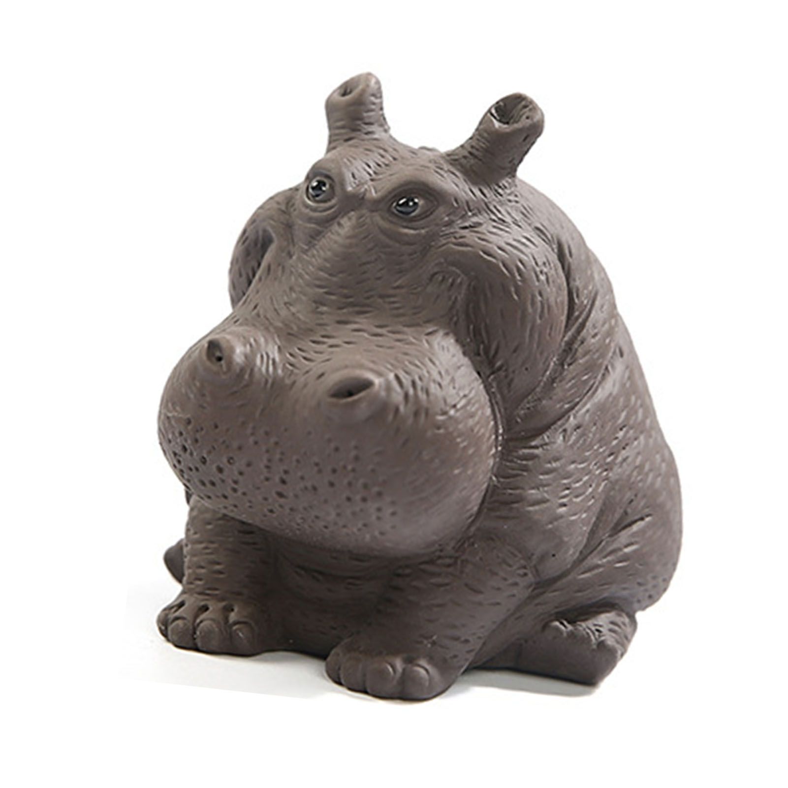 Hippo Figurine Purple Clay Ceramic Tea Pet Sculpture Hippo Statue Desktop Ornament for Tea Set Accessories Home Tea Tray Decor - Image 4