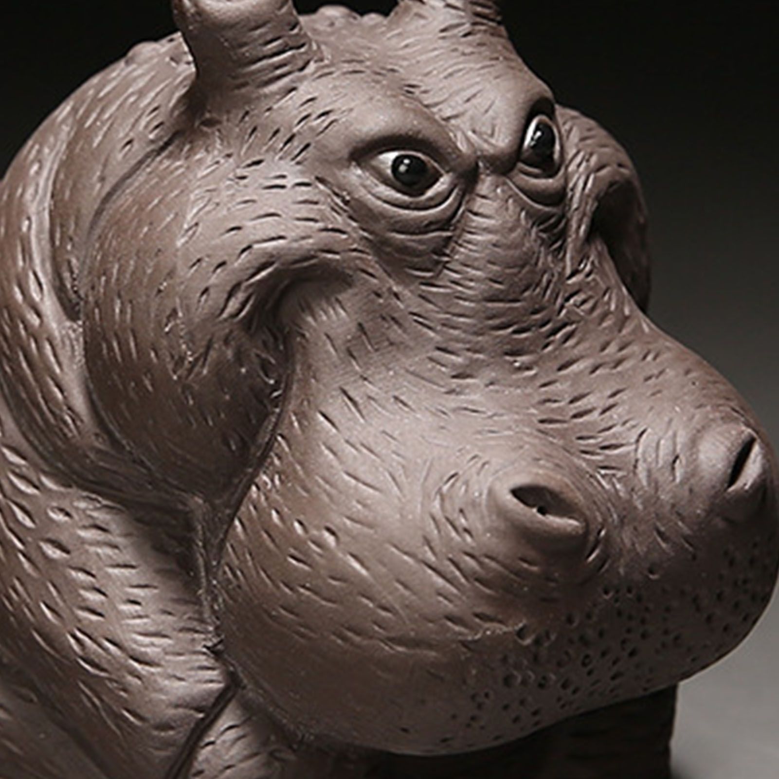 Hippo Figurine Purple Clay Ceramic Tea Pet Sculpture Hippo Statue Desktop Ornament for Tea Set Accessories Home Tea Tray Decor - Image 5