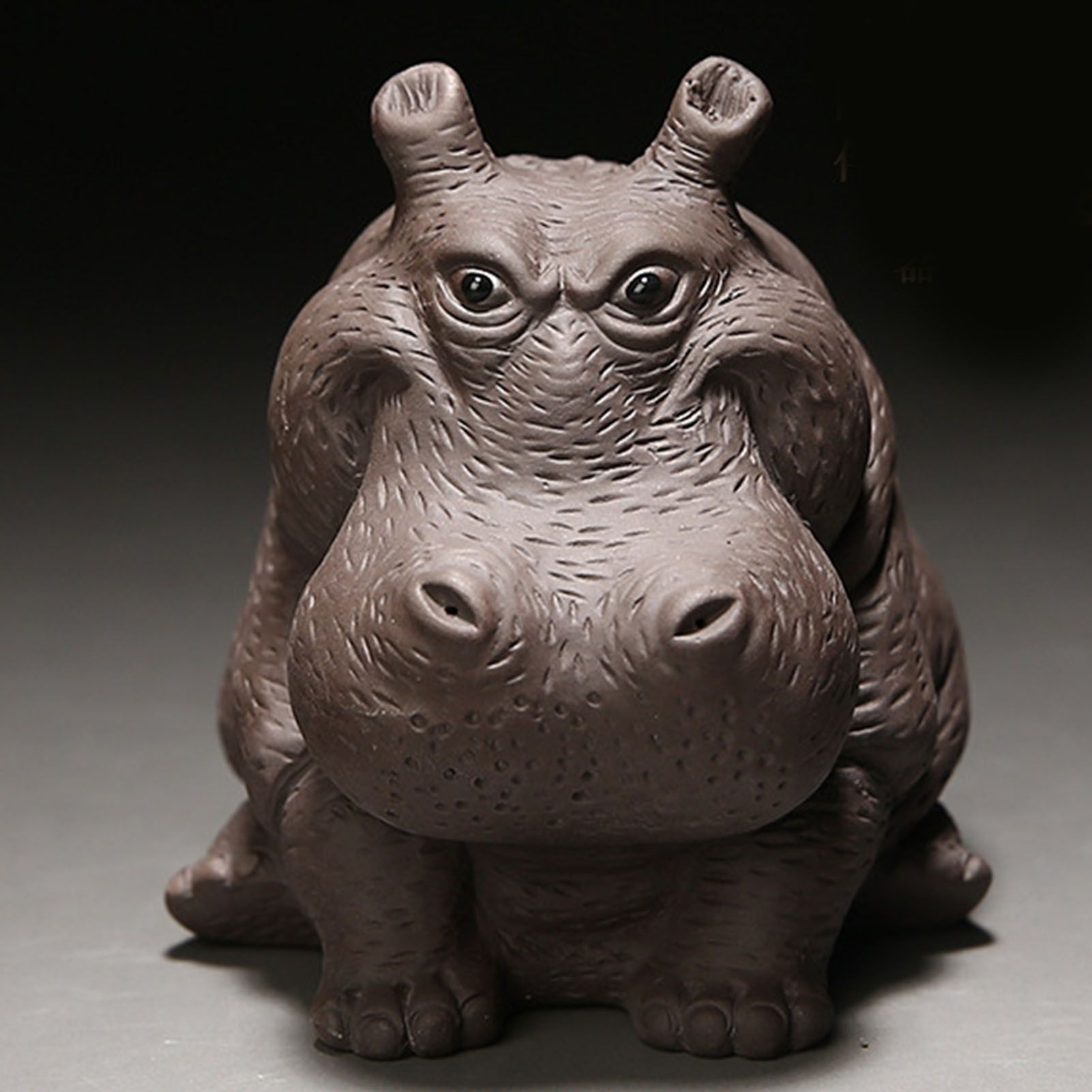 Hippo Figurine Purple Clay Ceramic Tea Pet Sculpture Hippo Statue Desktop Ornament for Tea Set Accessories Home Tea Tray Decor - Image 8
