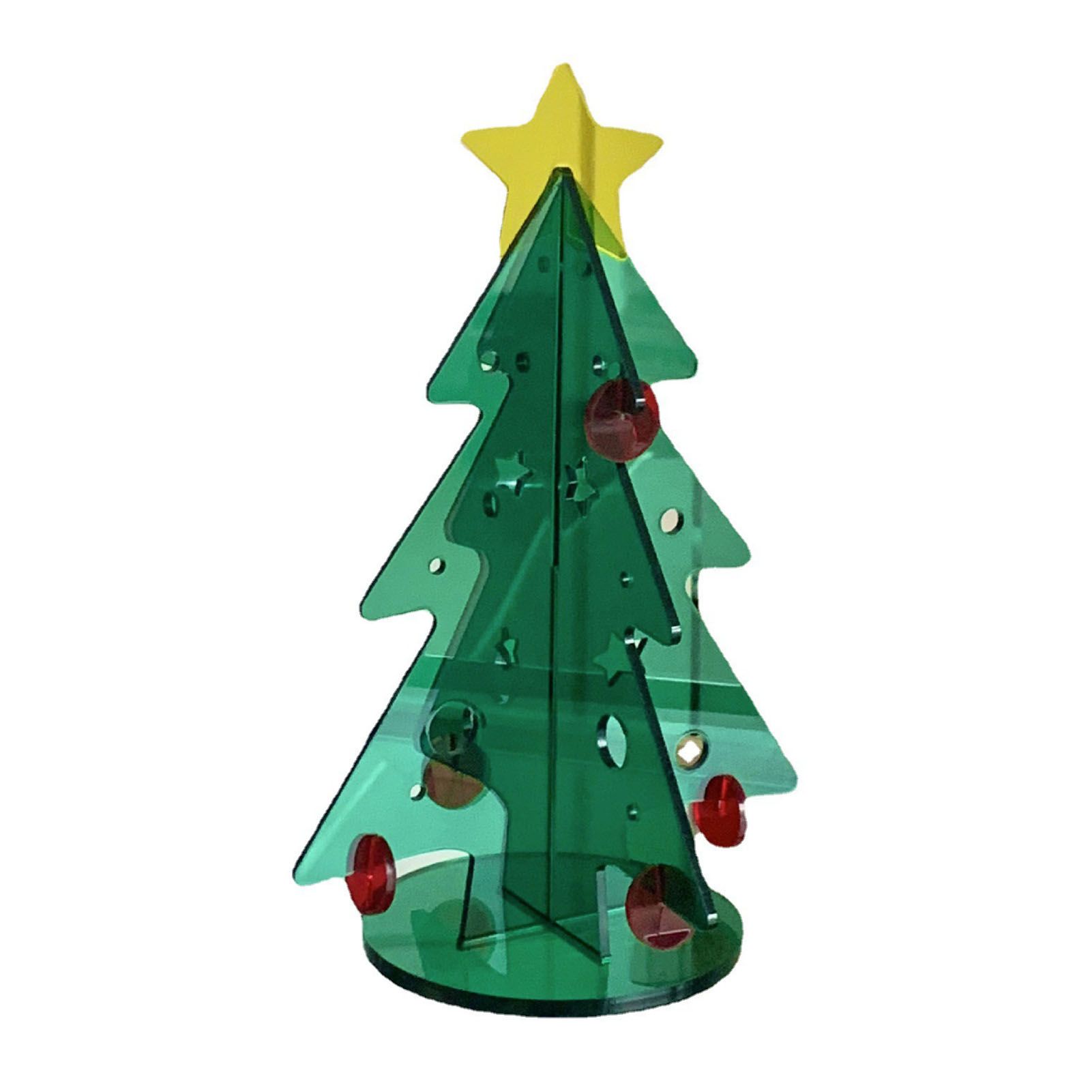 Acrylic Christmas Tree DIY Kit Mini Simple Installation Desktop Christmas Tree for Gift Decoration M 145x195mm - Image 1