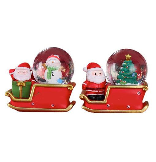 Santa Sleigh Ornament Crystal Globe Ball Light Resin Desktop Christmas Decoration with Battery For Gifts Home - Image 1