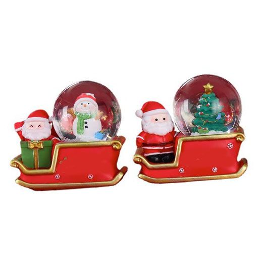 Santa Sleigh Ornament Crystal Globe Ball Light Resin Desktop Christmas Decoration with Battery For Gifts Home - Image 2