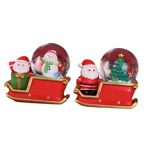 Santa Sleigh Ornament Crystal Globe Ball Light Resin Desktop Christmas Decoration with Battery For Gifts Home - Image 3