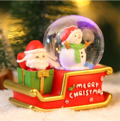 Santa Sleigh Ornament Crystal Globe Ball Light Resin Desktop Christmas Decoration with Battery For Gifts Home - Image 5