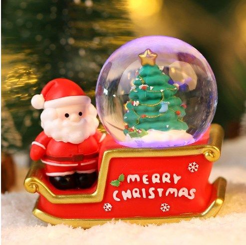 Santa Sleigh Ornament Crystal Globe Ball Light Resin Desktop Christmas Decoration with Battery For Gifts Home - Image 6