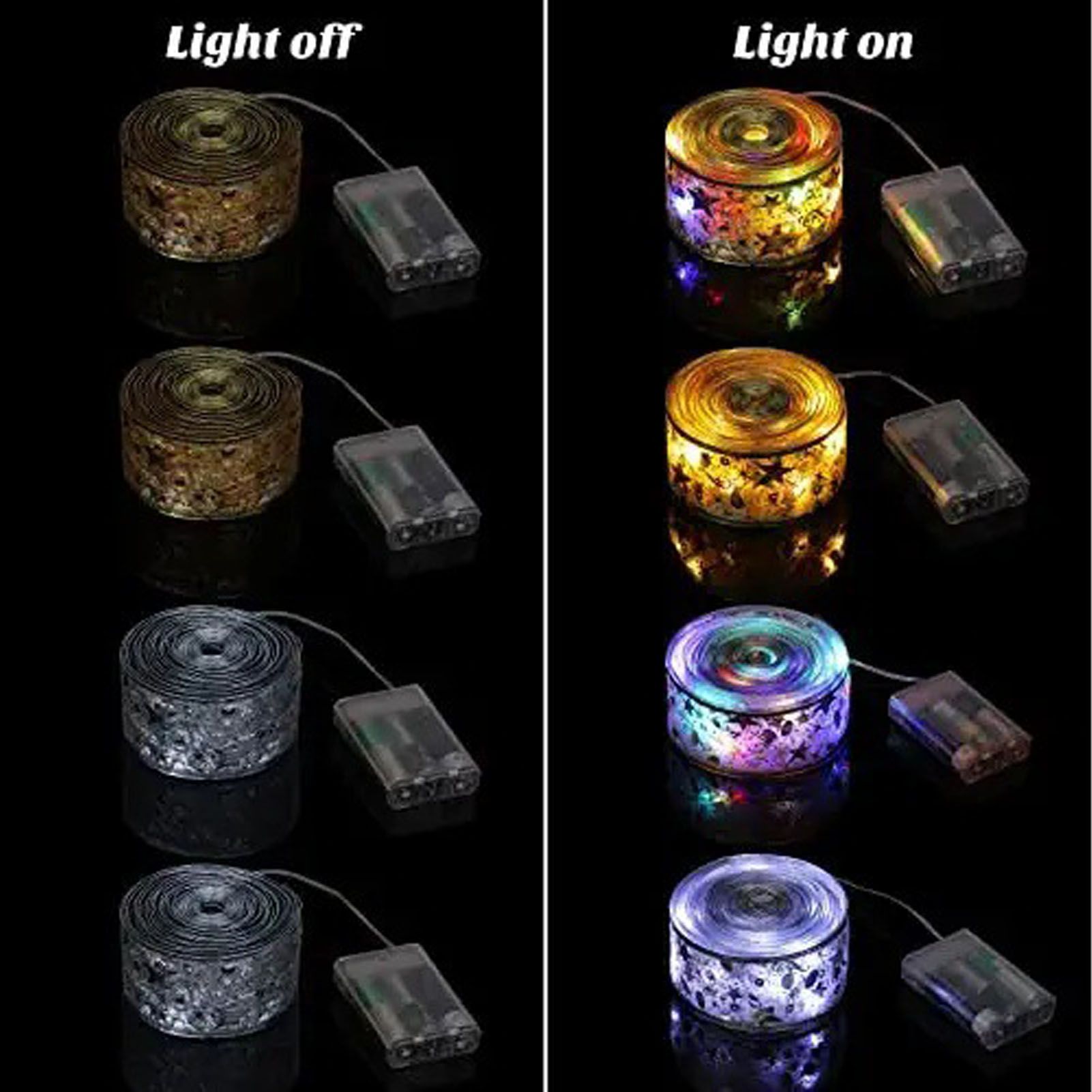 LED Christmas Ribbon Light 5cmx5m High Brightness Double Layer Gold Foiling Holiday Ribbon Light Color Light - Image 3