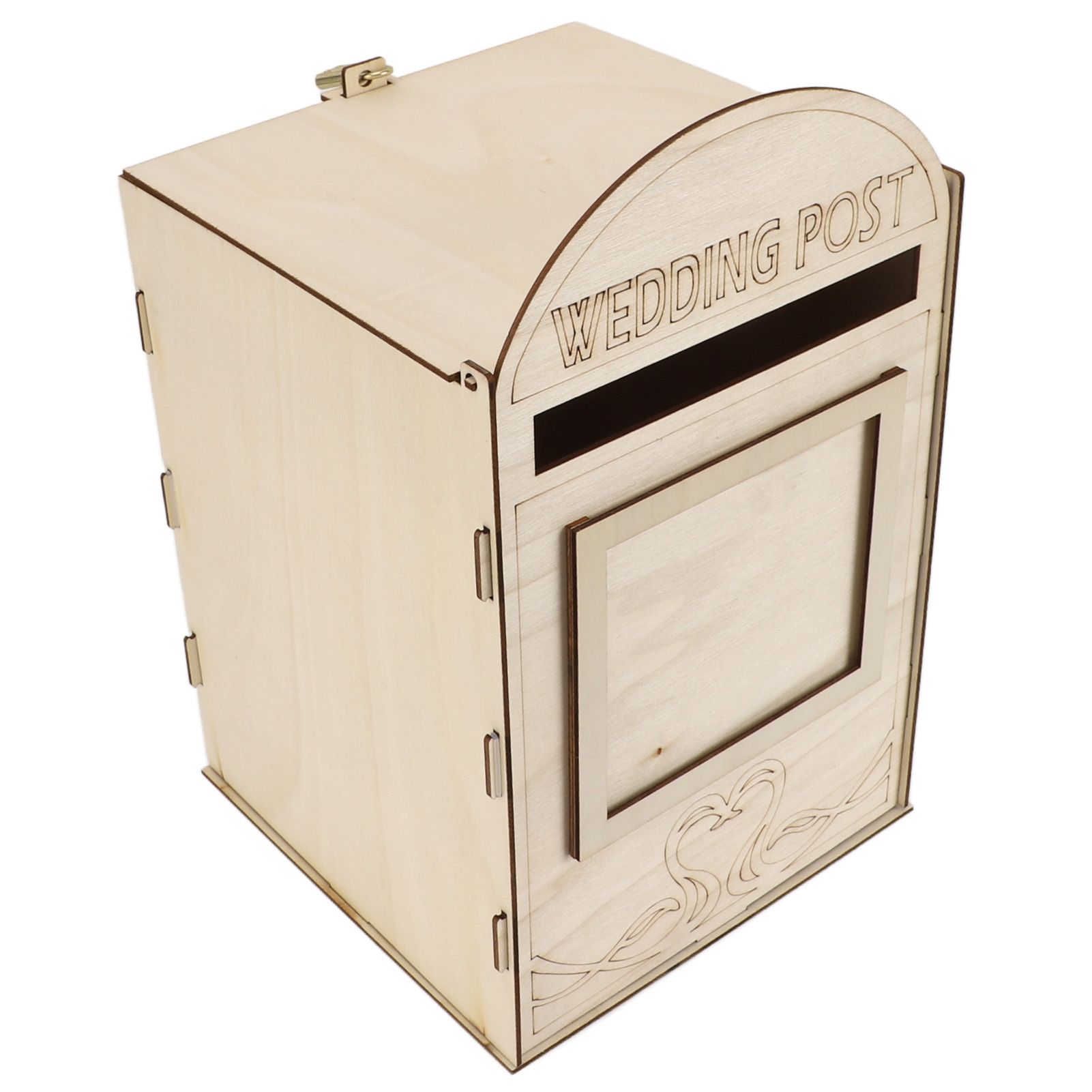 DIY Wooden Wedding Mailbox Post Box with Lock Key for Reception Wedding Anniversary Party Decoration JM01618 - Image 2