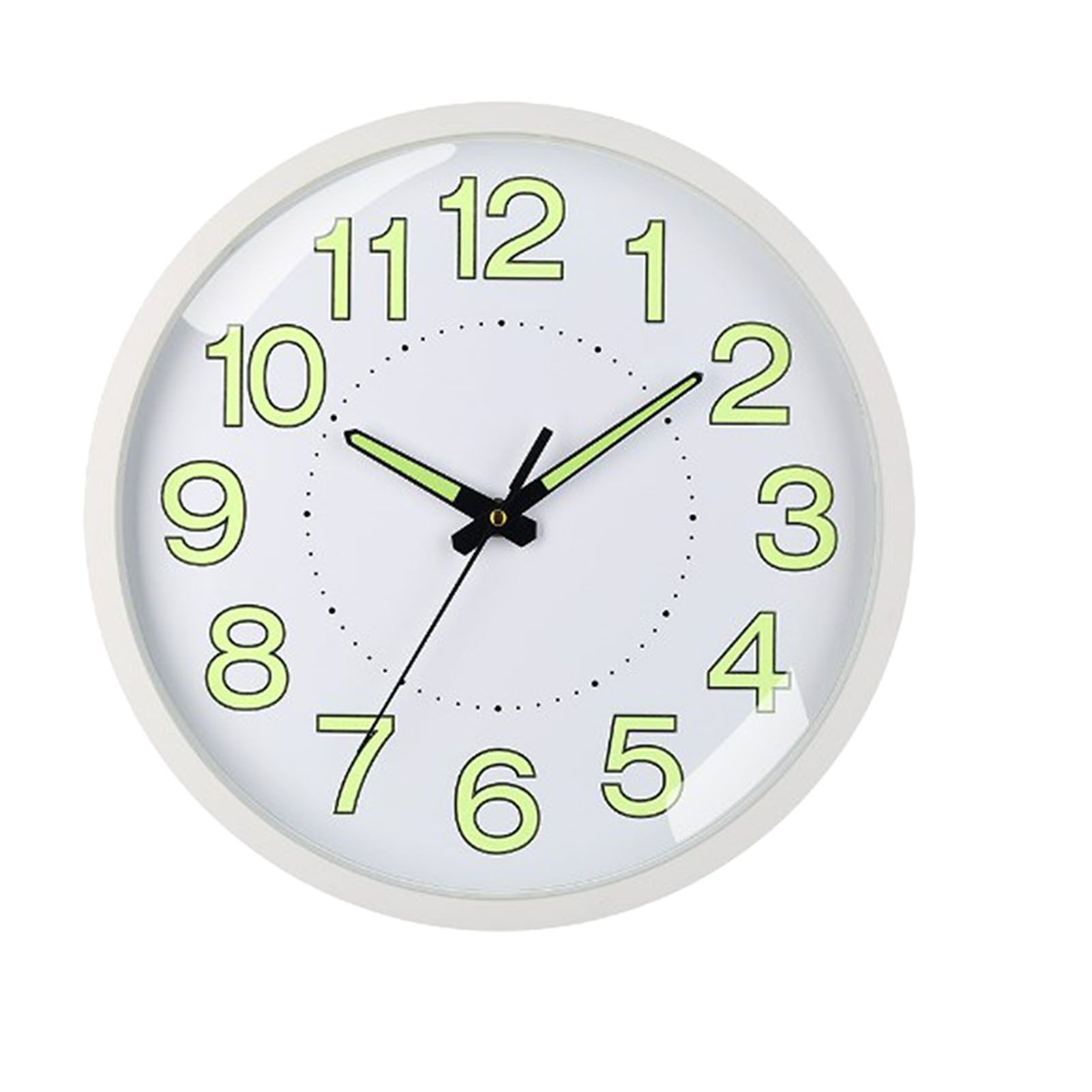 Silent Quartz Clock Plastic Wall Mounted Luminous Quiet for Living Room Bedroom 12in 30cm White Frame - Image 1