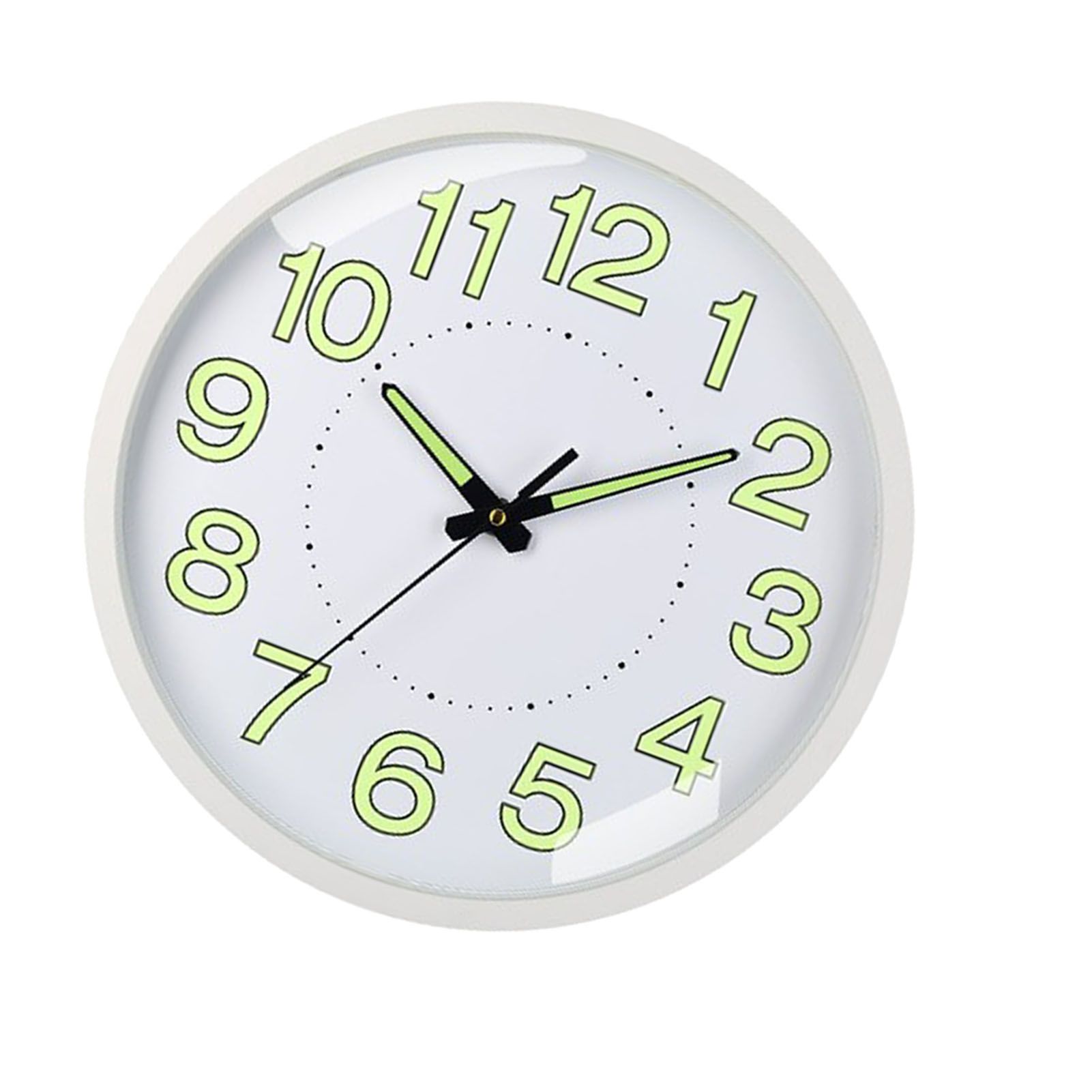 Silent Quartz Clock Plastic Wall Mounted Luminous Quiet for Living Room Bedroom 12in 30cm White Frame - Image 2