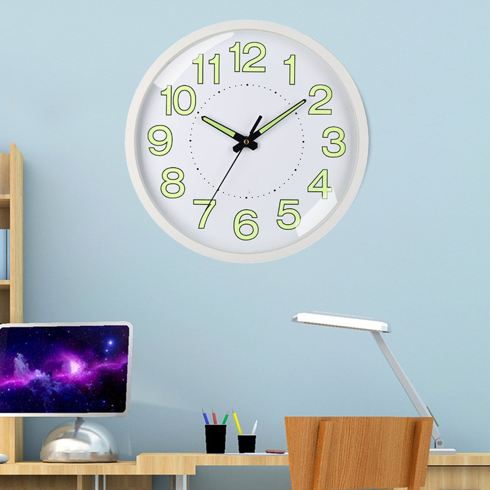 Silent Quartz Clock Plastic Wall Mounted Luminous Quiet for Living Room Bedroom 12in 30cm White Frame - Image 6